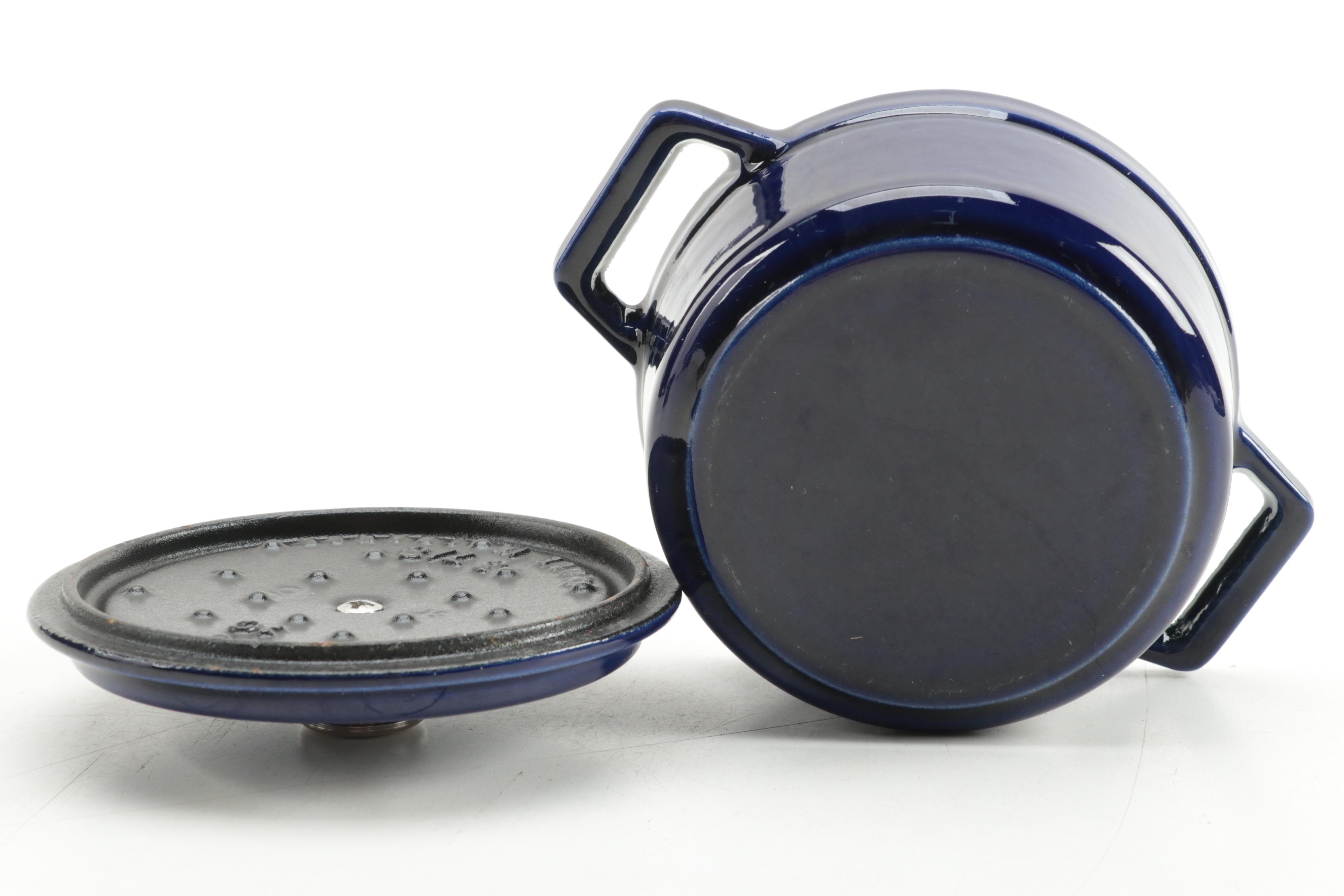 Staub Dark Blue Enameled Cast Metal Miniature Cocottes