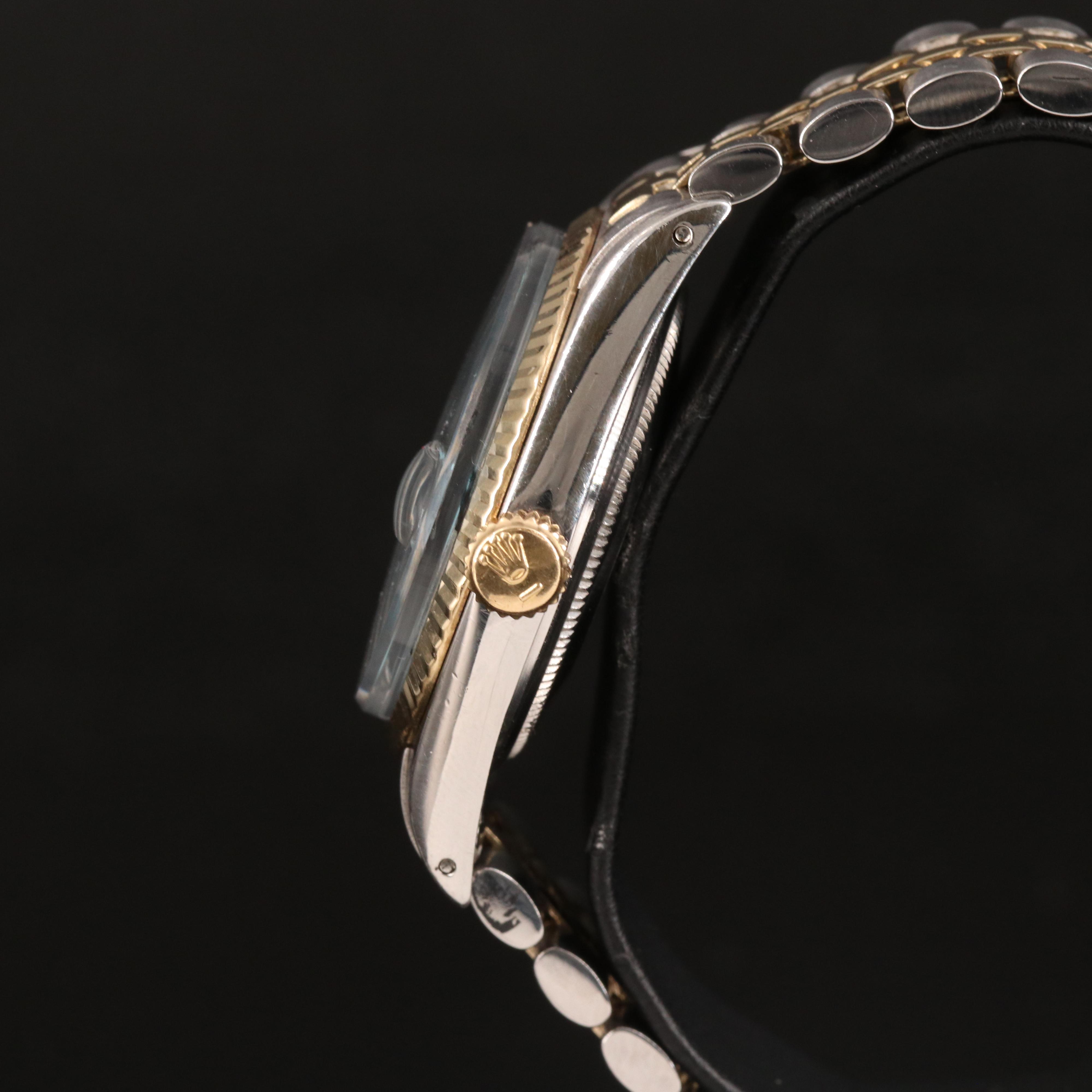 1968 Rolex Datejust Eggshell Blue Diamond Dial Watch