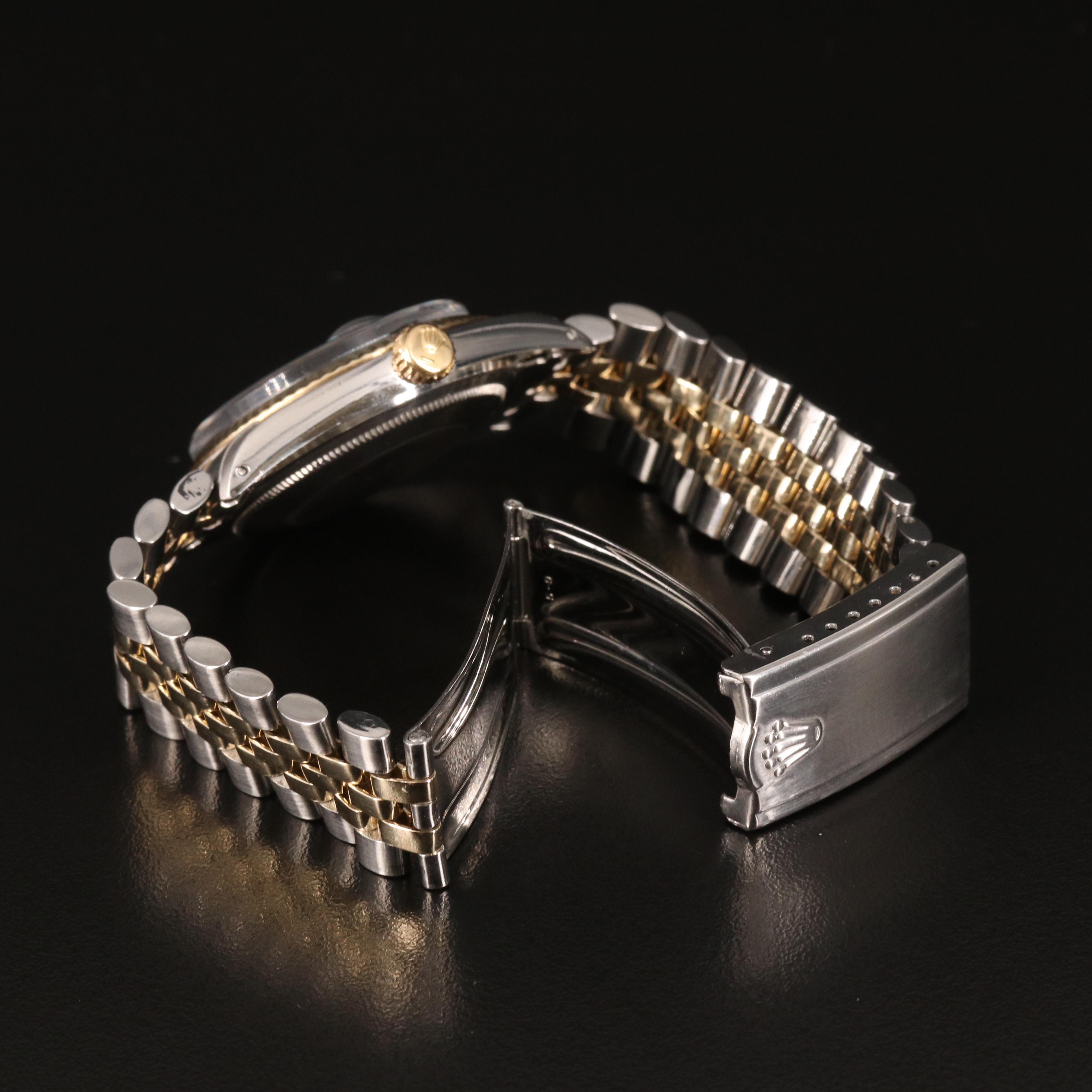 1968 Rolex Datejust Eggshell Blue Diamond Dial Watch