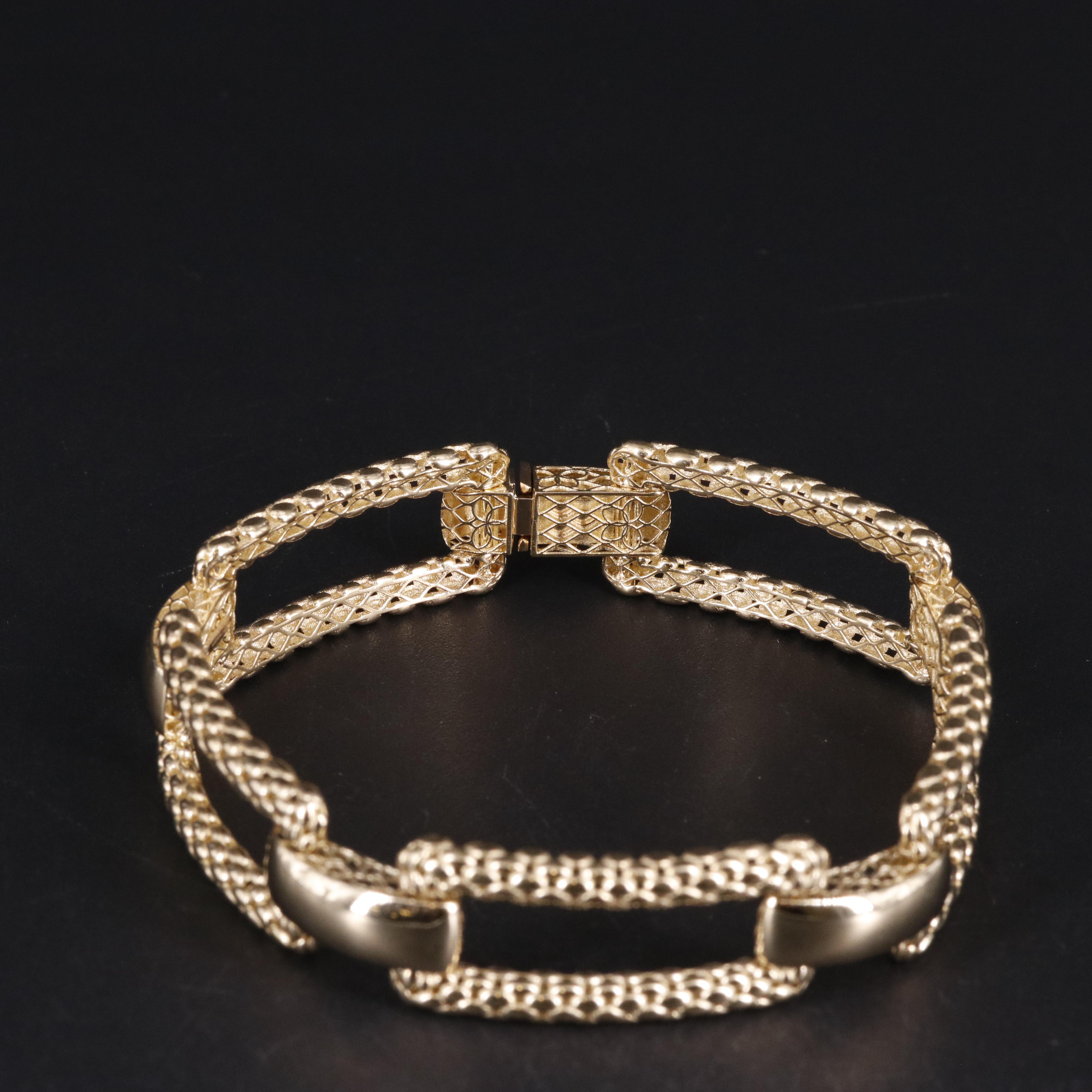 14K Popcorn Chain Link Bracelet