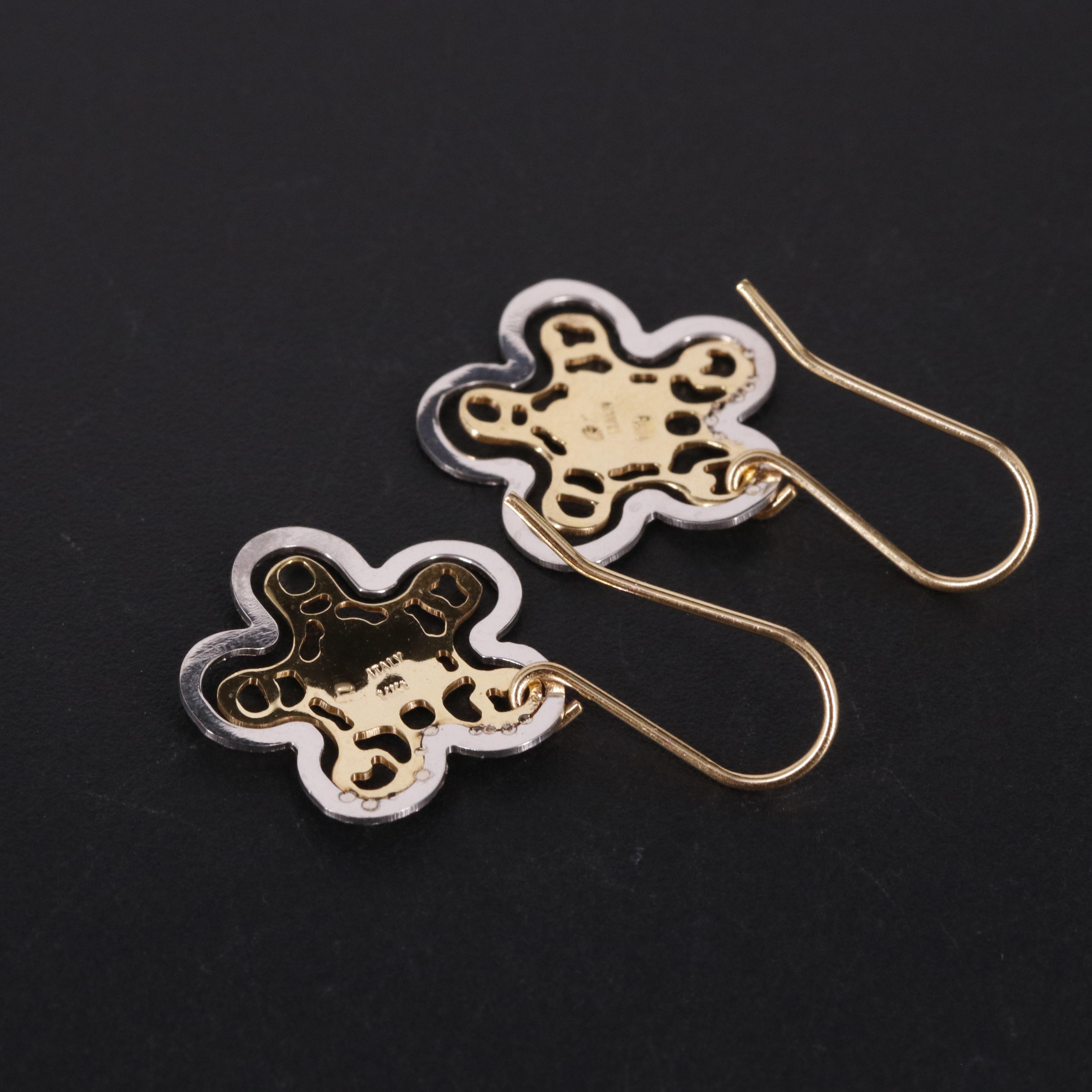 14K Multicolor Flower Dangle Earrings