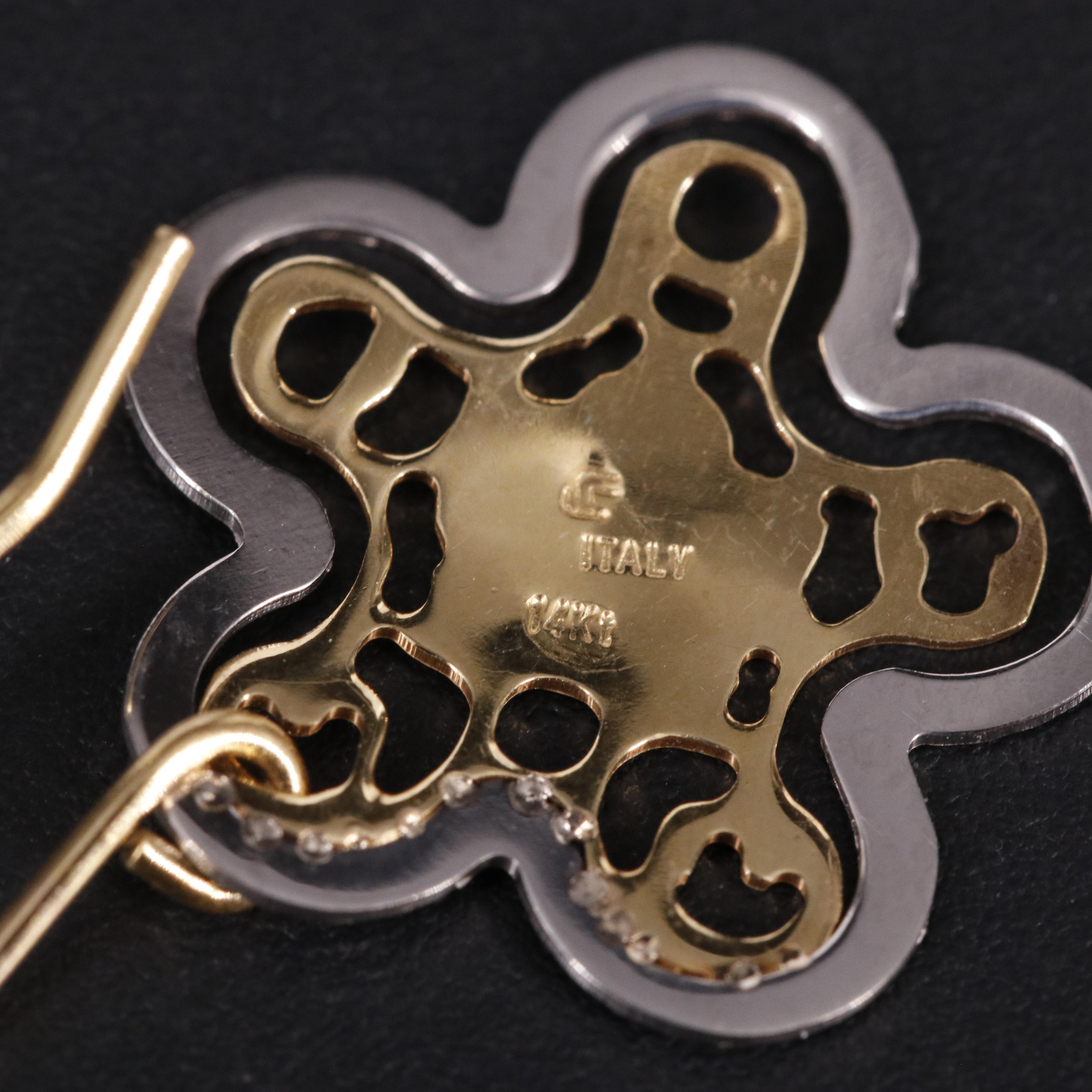 14K Multicolor Flower Dangle Earrings