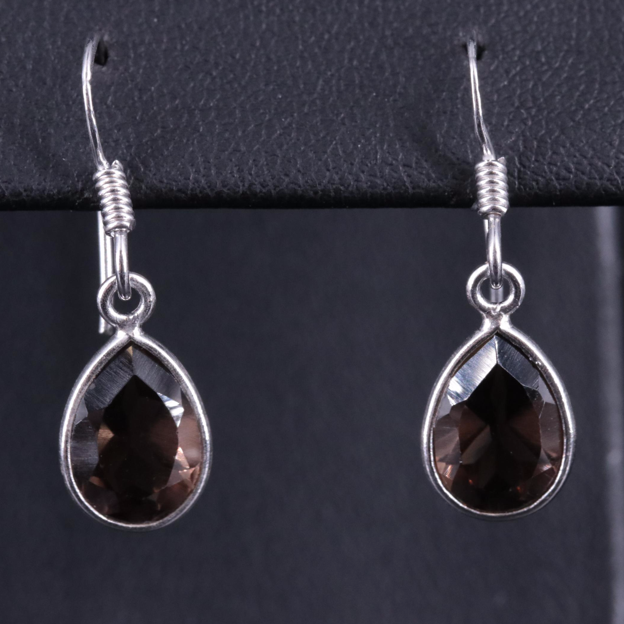 Sterling Silver Gemstone Drop Earrings