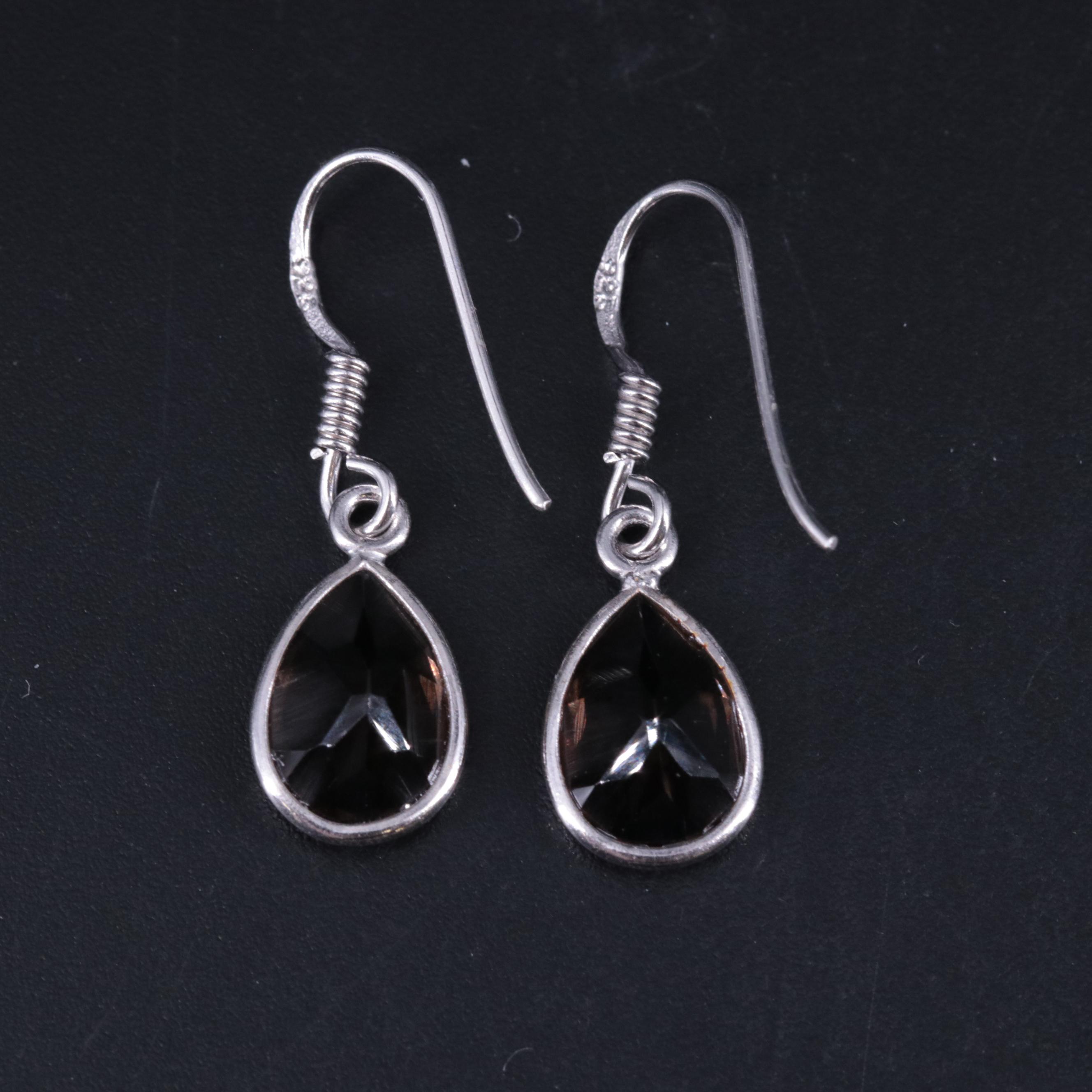 Sterling Silver Gemstone Drop Earrings