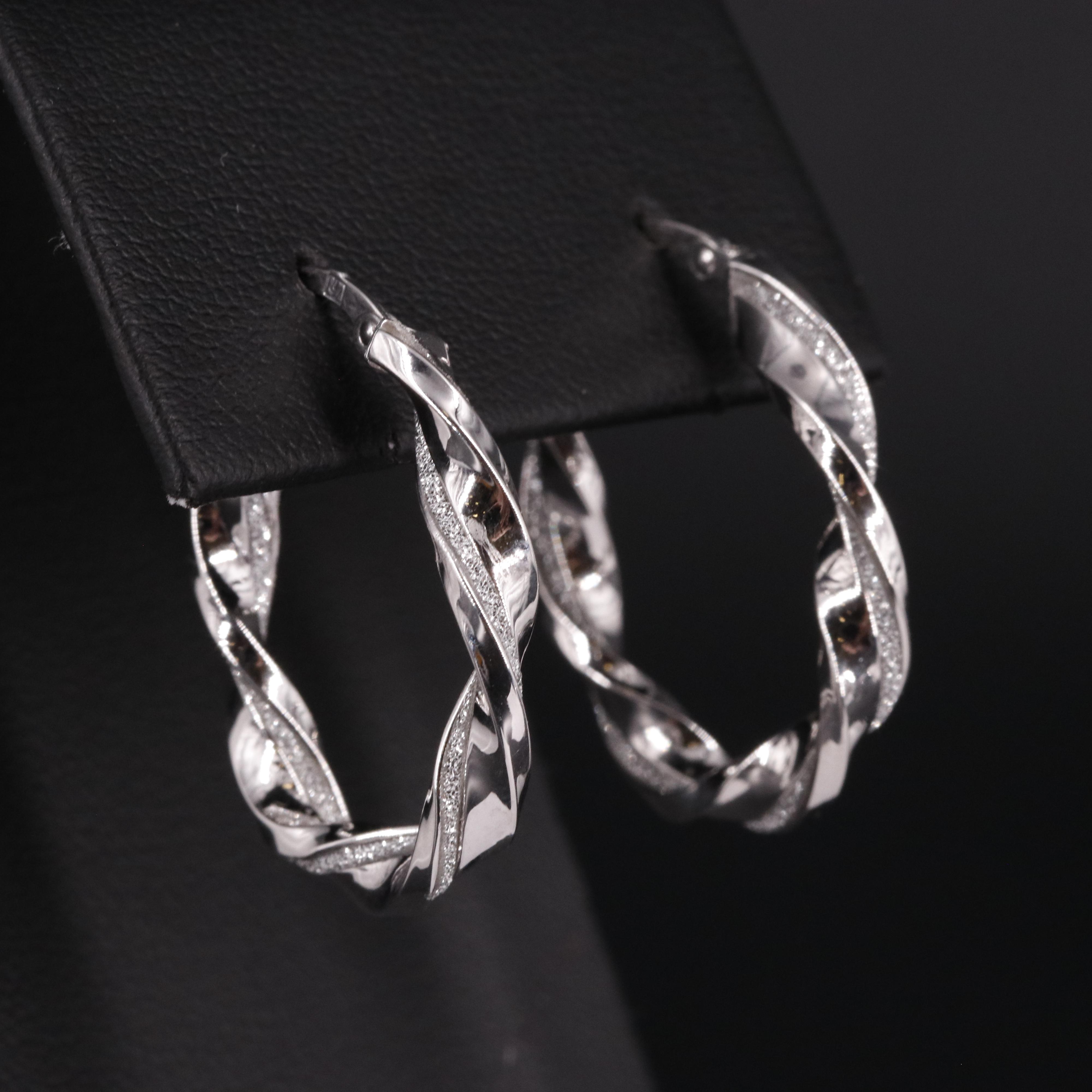 14K Twisted Hoop Latch Back Earrings