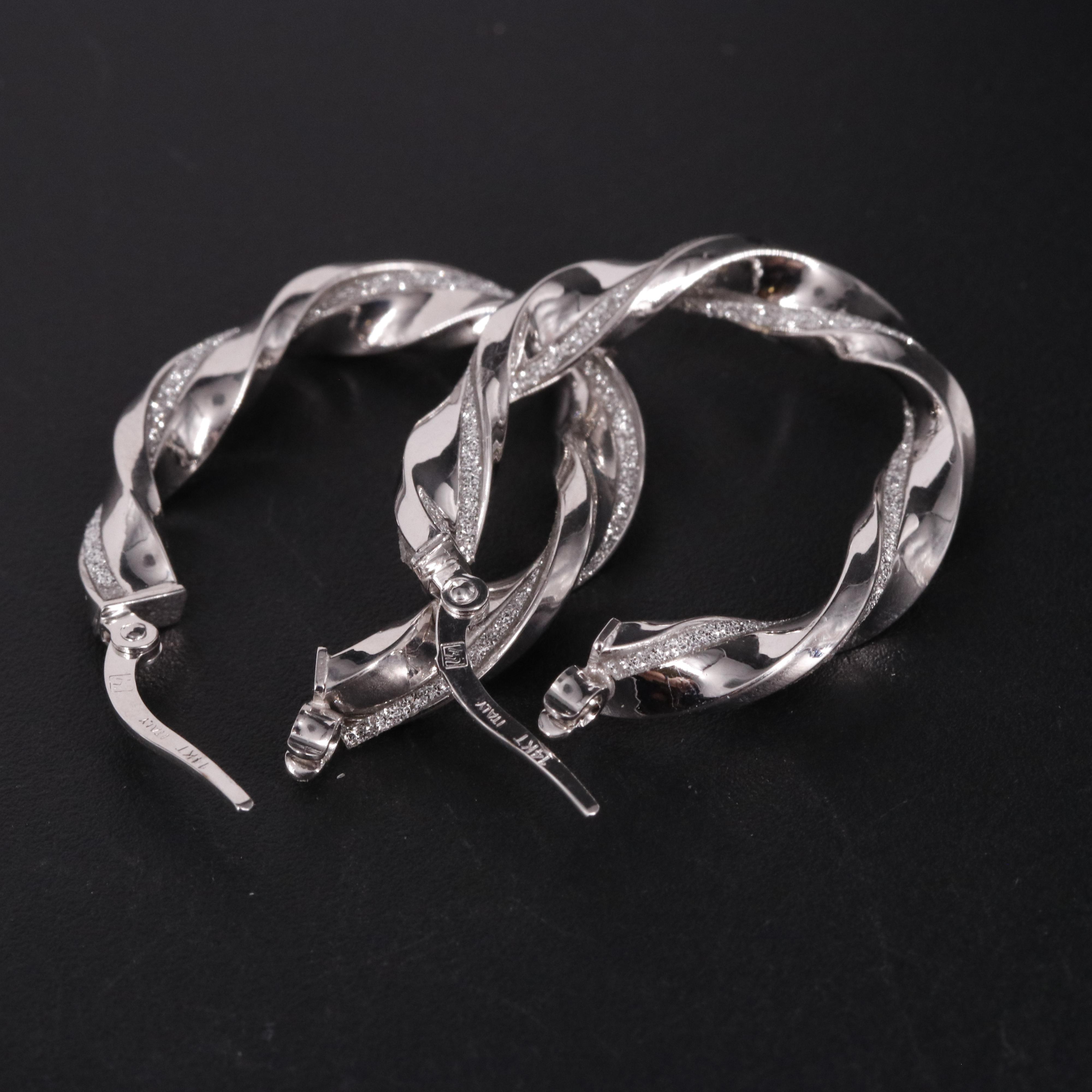 14K Twisted Hoop Latch Back Earrings