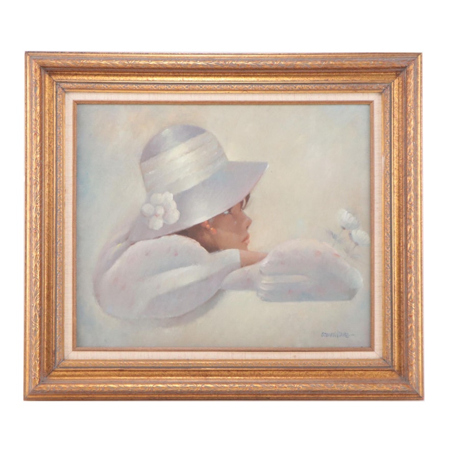 Steven Blake Oil Painting of Young Girl in Hat