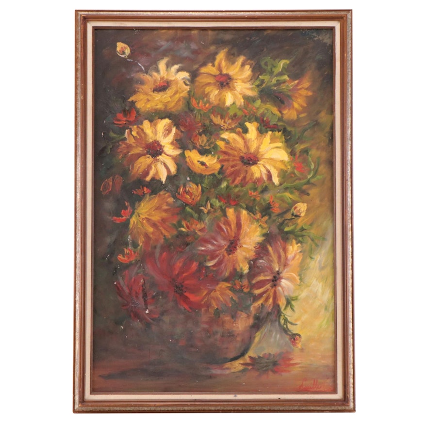 Lucille Floral Still Life Oil Painting, 1969