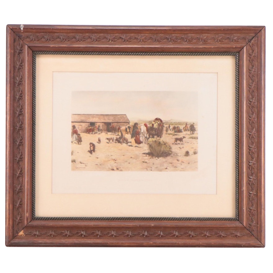 Photogravure After Charles Schreyvogel "Indian Reservation"