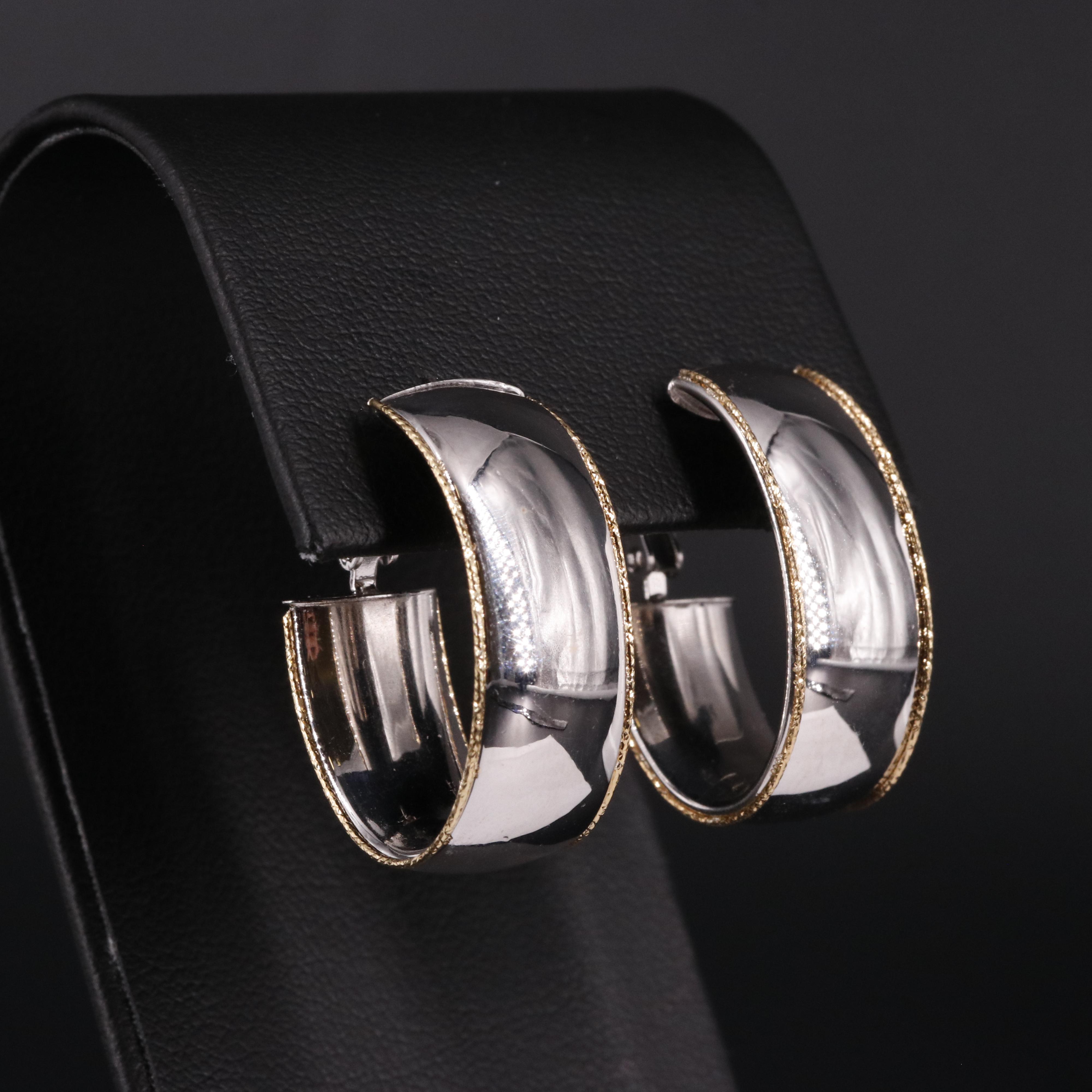 14K Wide Multicolored Omega Hoop Earrings