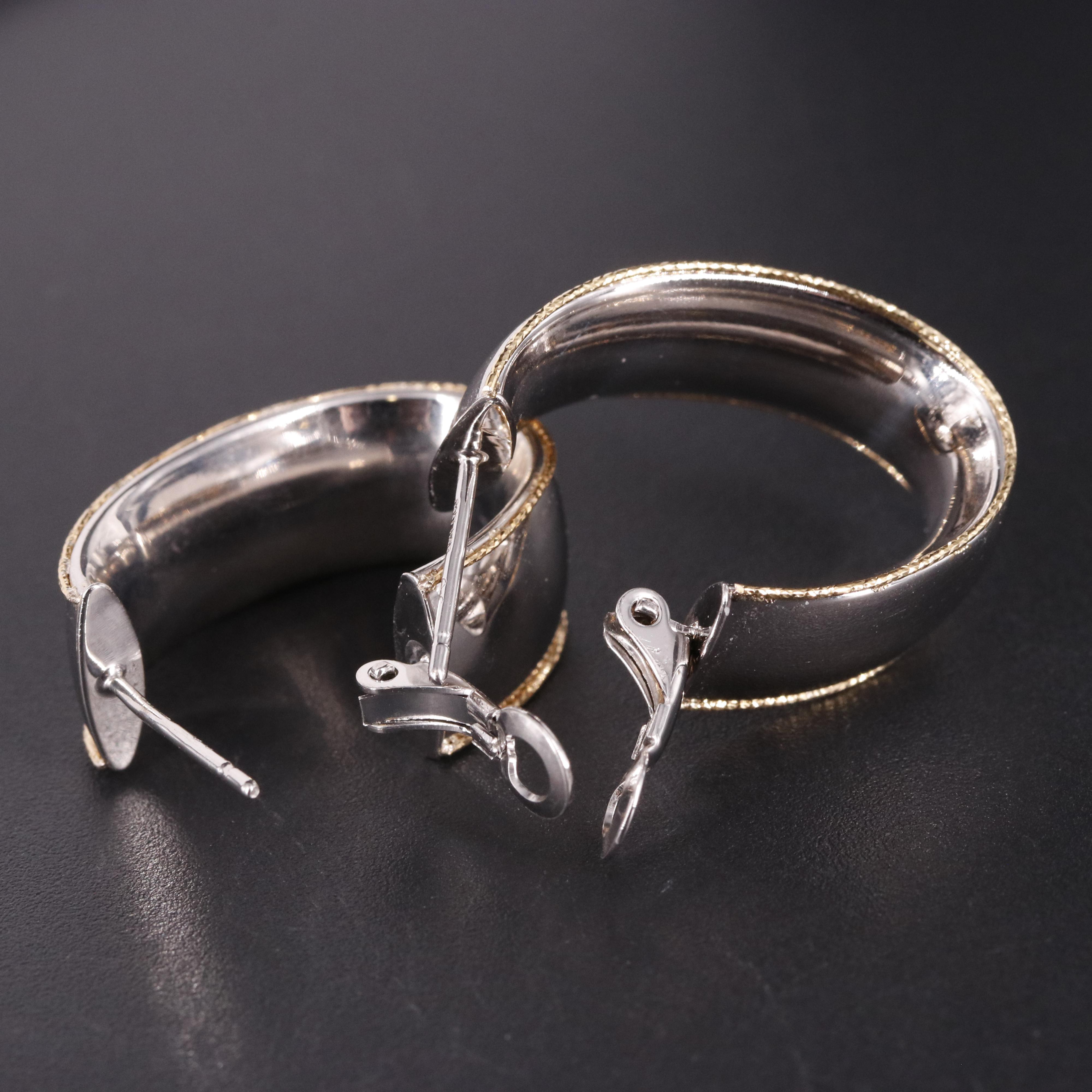 14K Wide Multicolored Omega Hoop Earrings