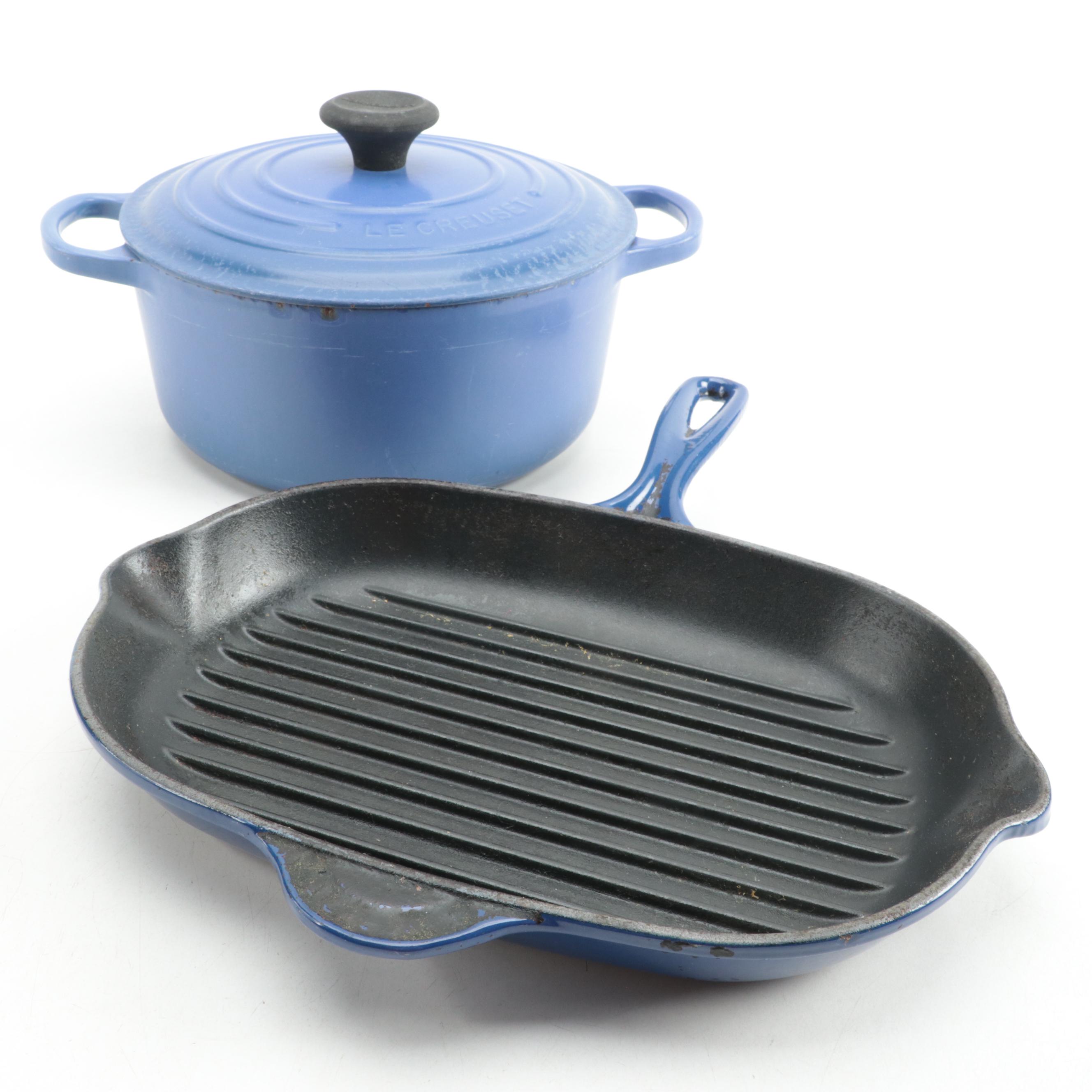 Le Creuset Round 4.2 L Enameled Cast Iron Dutch Oven with Oblong Skillet Grill