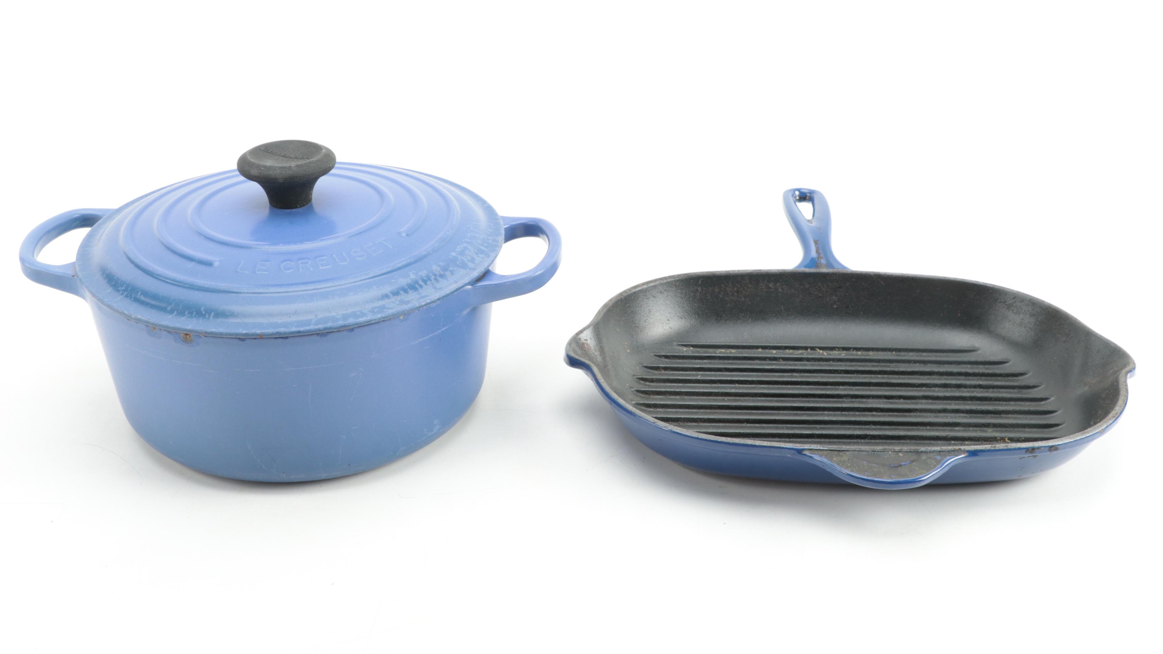 Le Creuset Round 4.2 L Enameled Cast Iron Dutch Oven with Oblong Skillet Grill