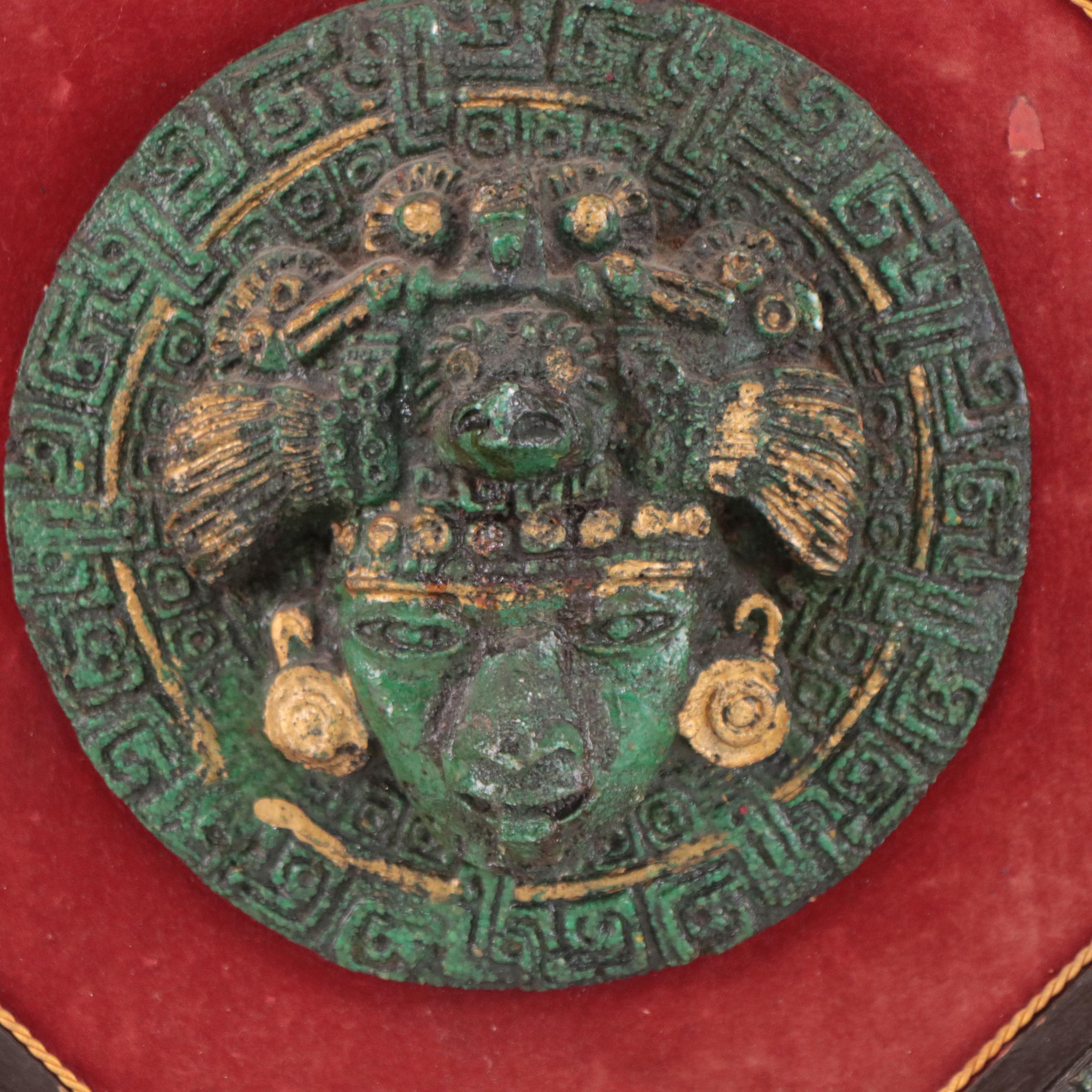 Mesoamerican Style Composite Stone Sculptural Relief Wall Hangings