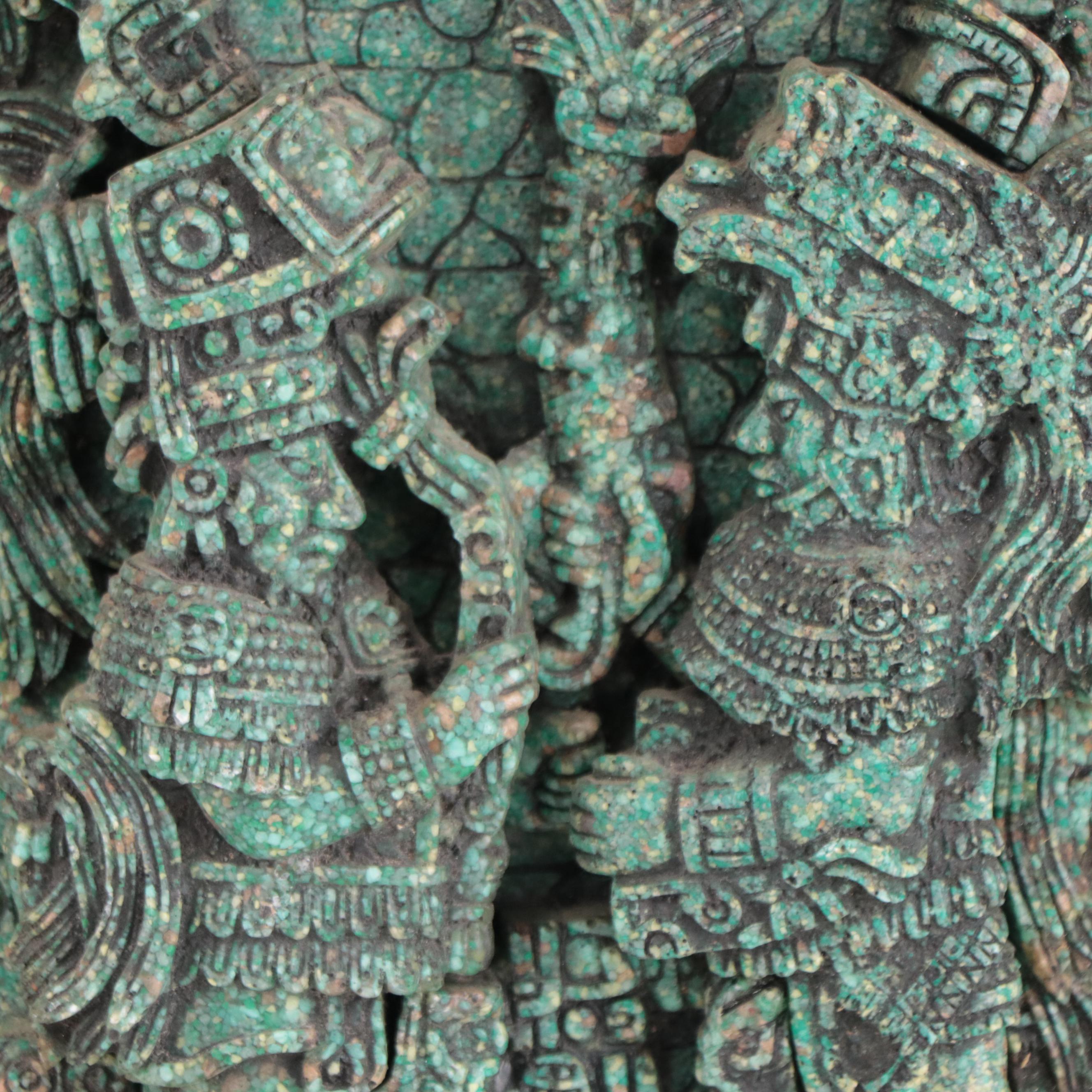 Mesoamerican Style Composite Stone Sculptural Relief Wall Hangings