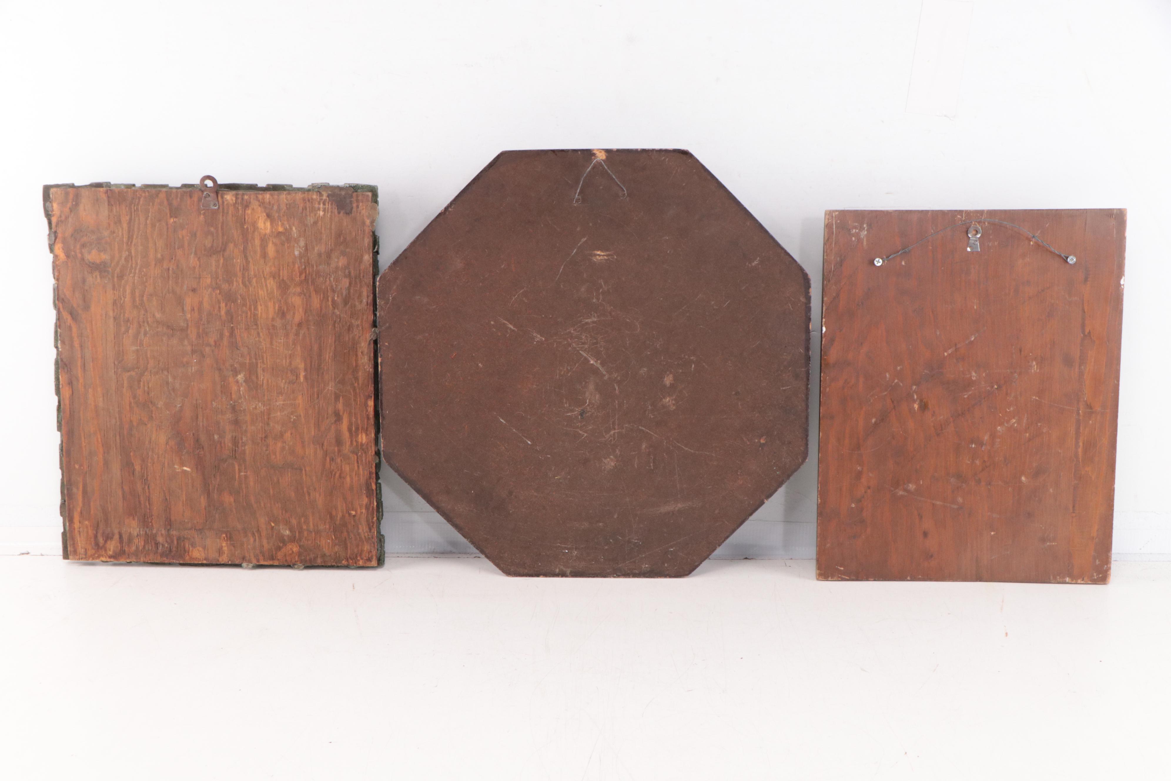 Mesoamerican Style Composite Stone Sculptural Relief Wall Hangings