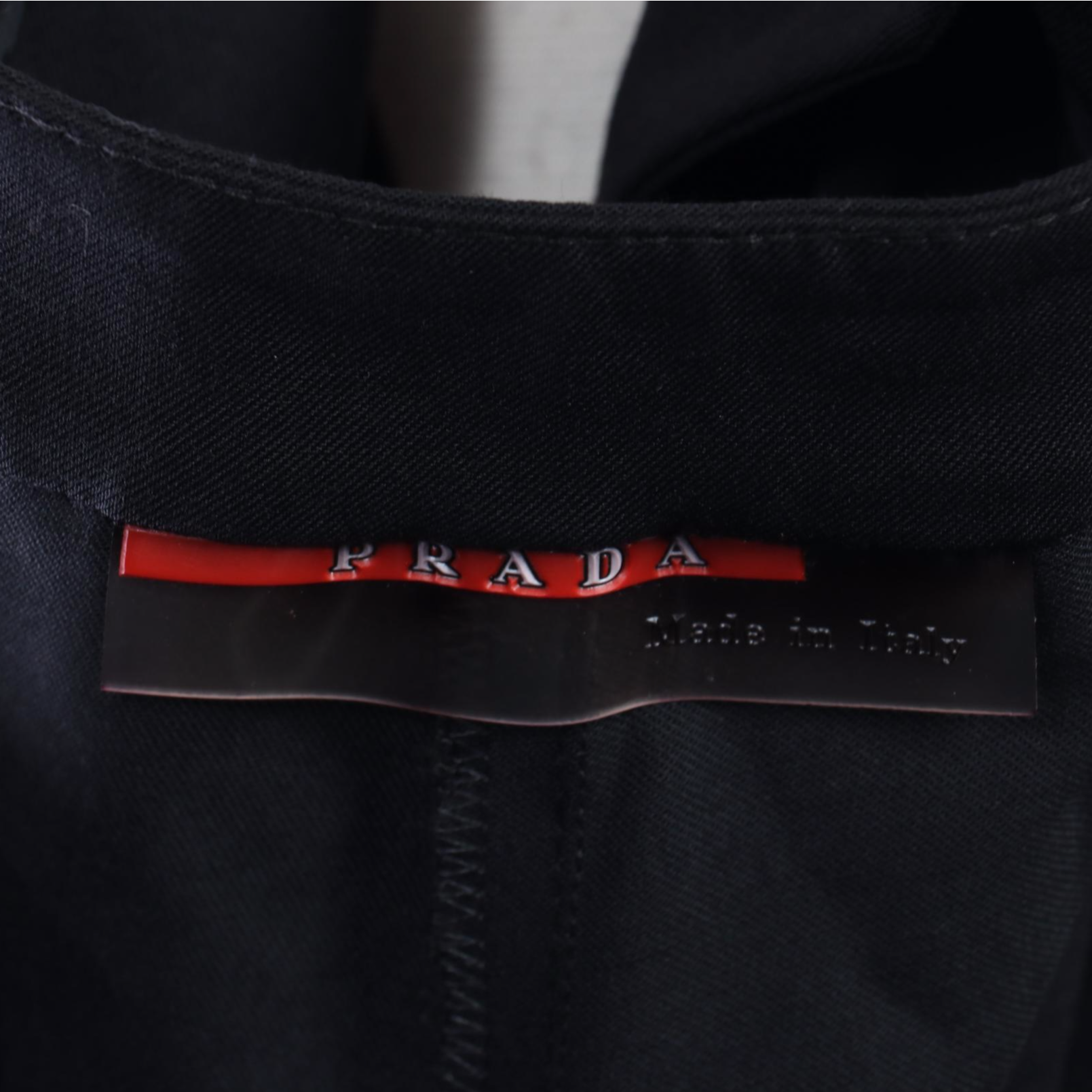 Prada Sport Side-Button Trousers in Black Stretch Wool Gabardine