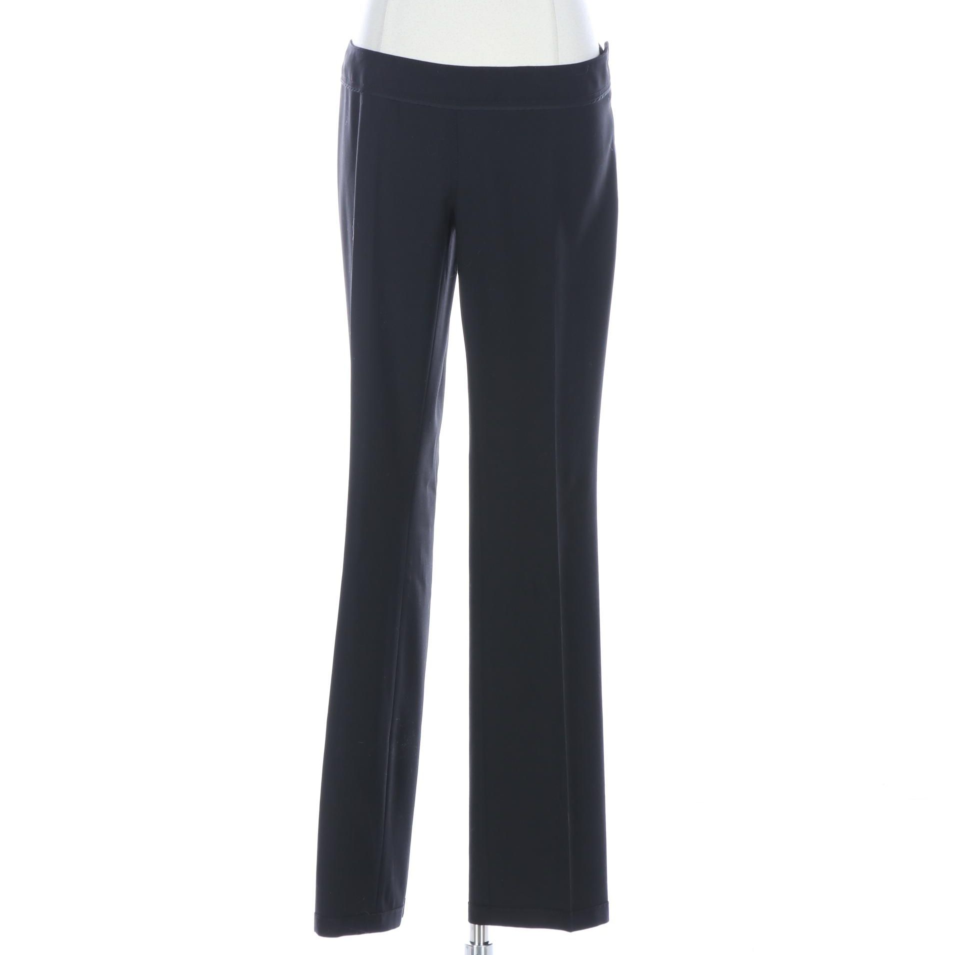 Prada Sport Side-Button Trousers in Black Stretch Wool Gabardine