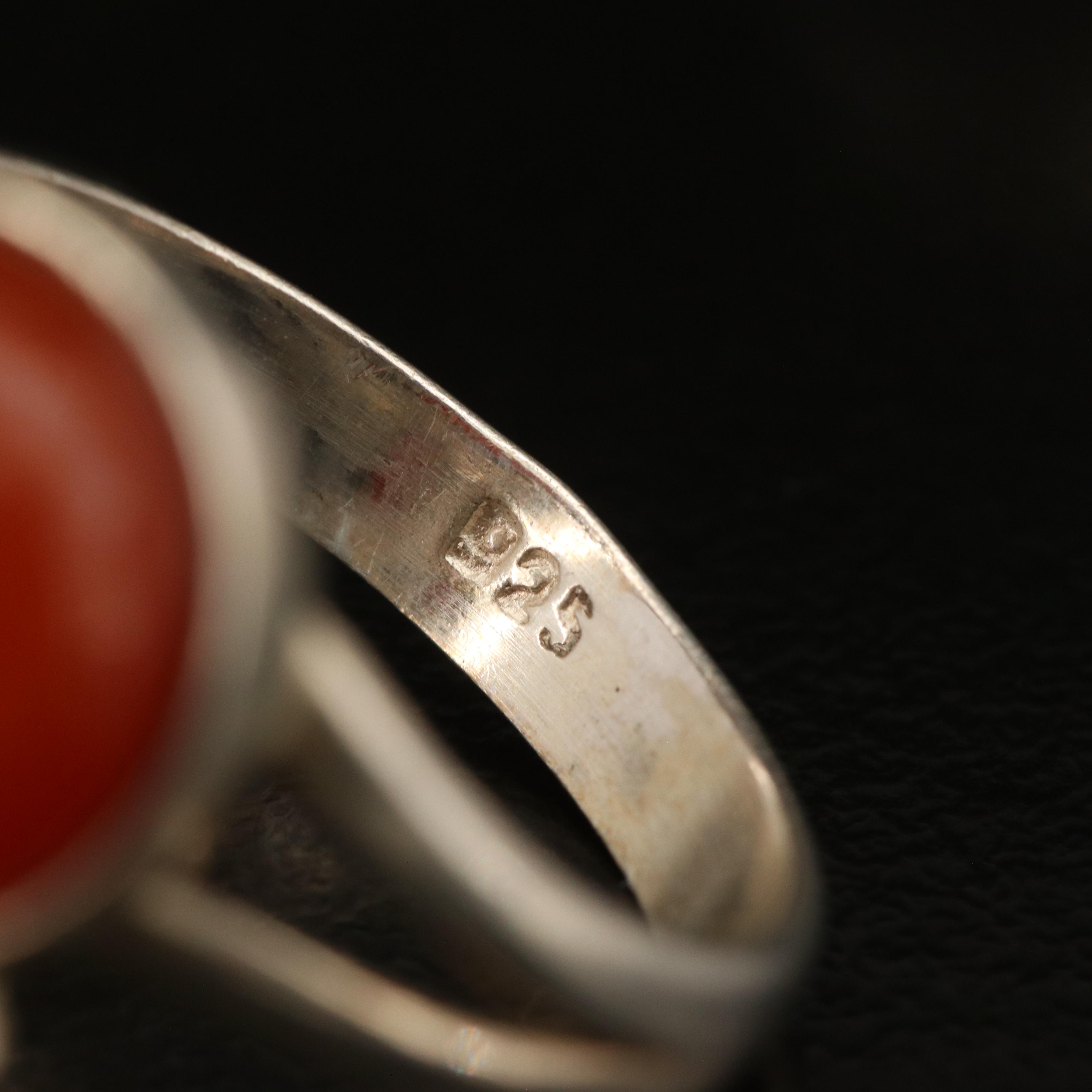 Sterling Fire Agate, Carnelian and Enamel Rings