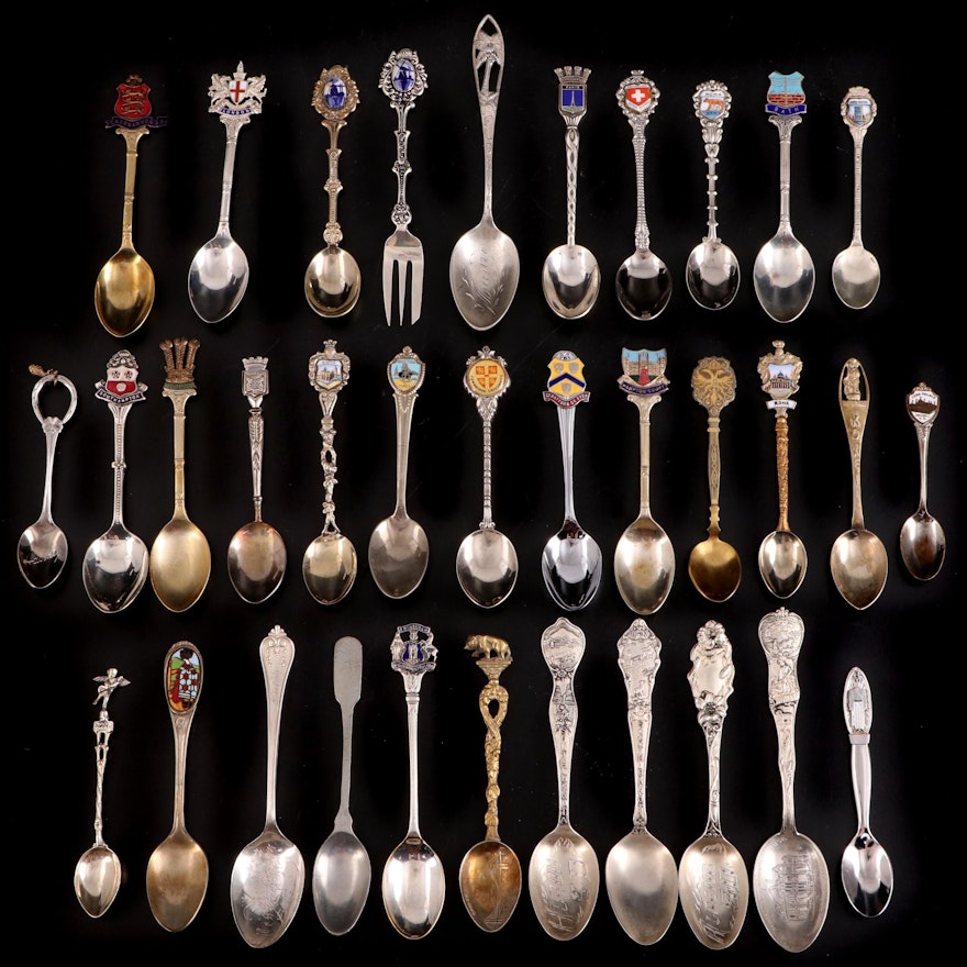 Sterling Silver and Other Silver  Souvenir Spoon Collection