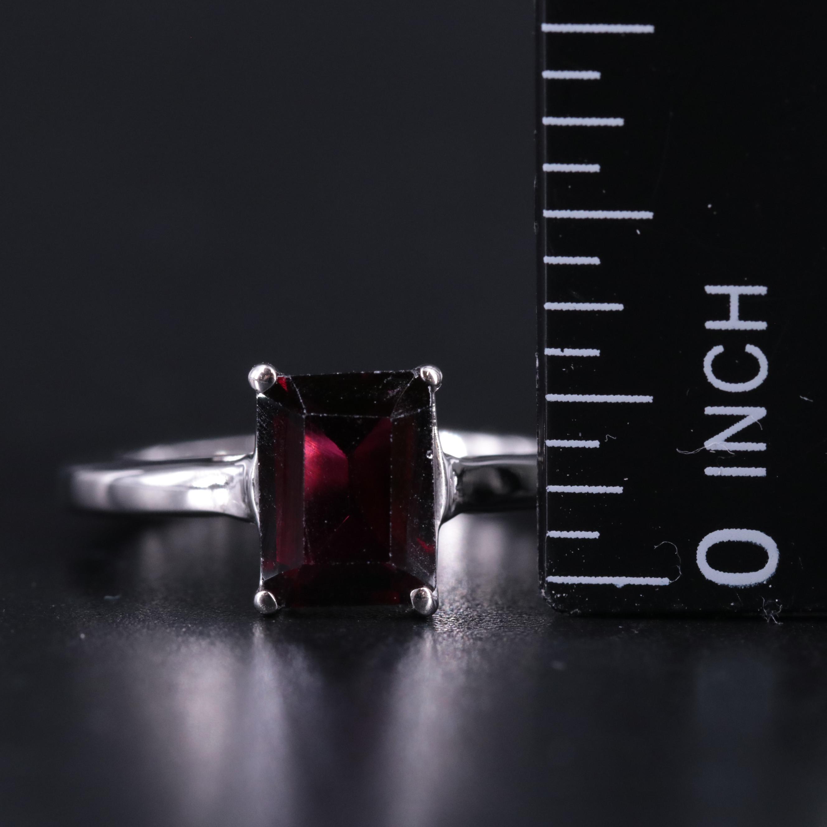 Sterling Silver Garnet Solitaire Ring