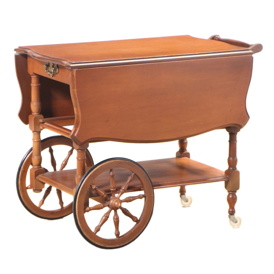 American Colonial Style Maple Tea Cart, Mid to Late 20th Century