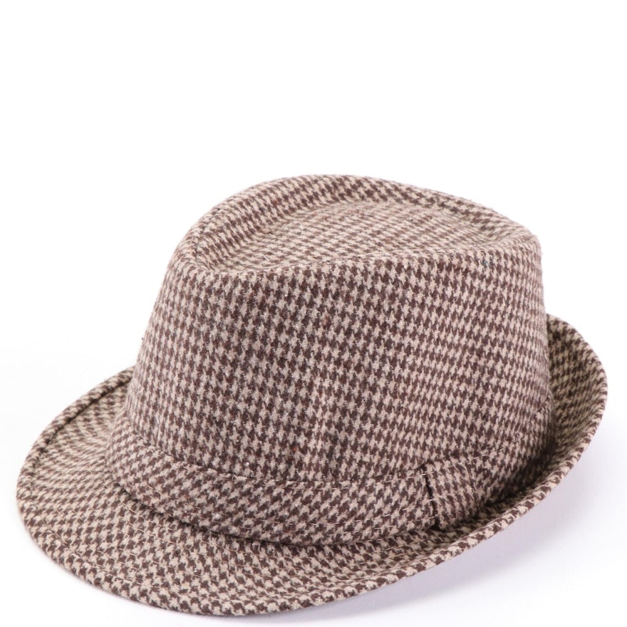 Magid Fedora Hat in Houndstooth Print Polyester