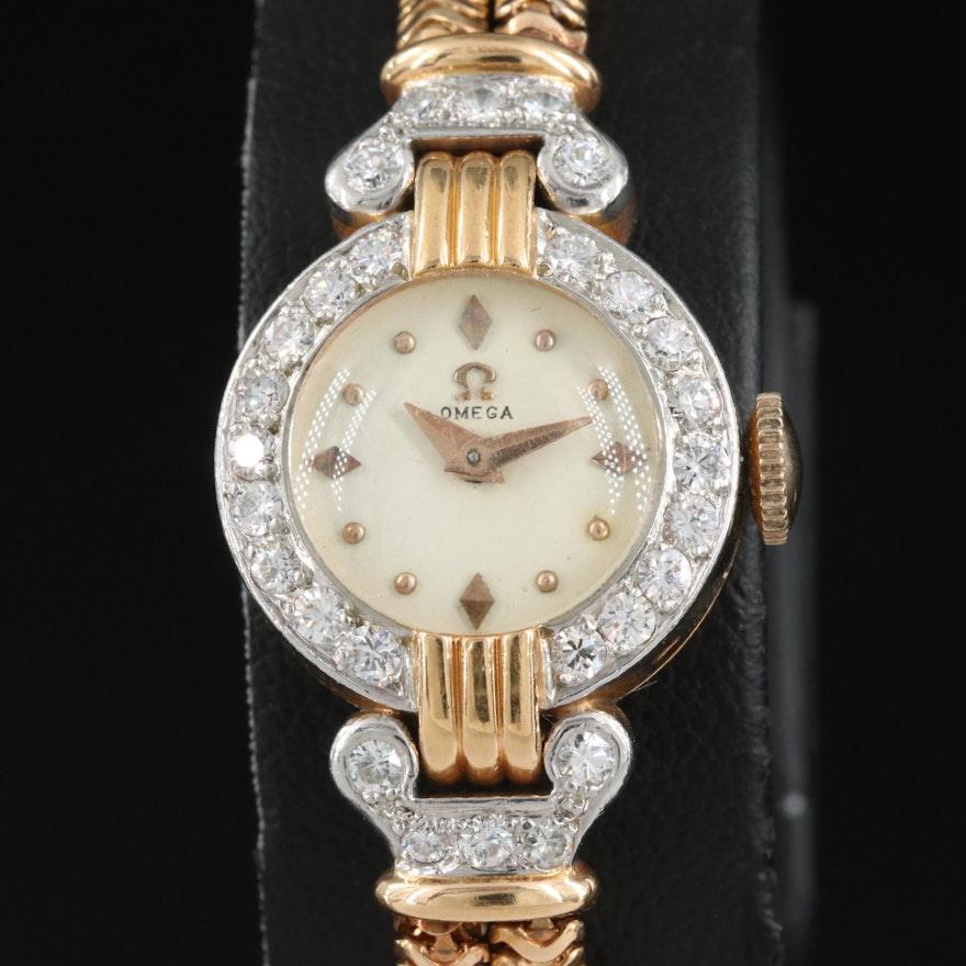 18K and Diamond Omega Vintage Wristwatch