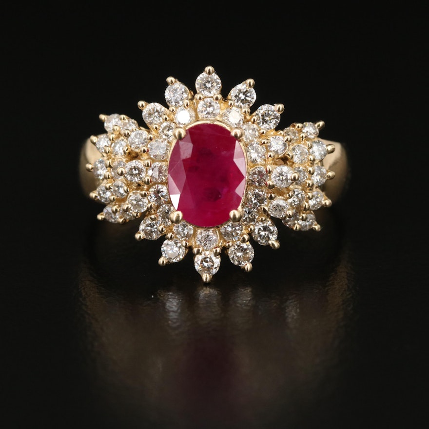 14K 1.35 CT Ruby and 1.02 CTW Diamond Ring