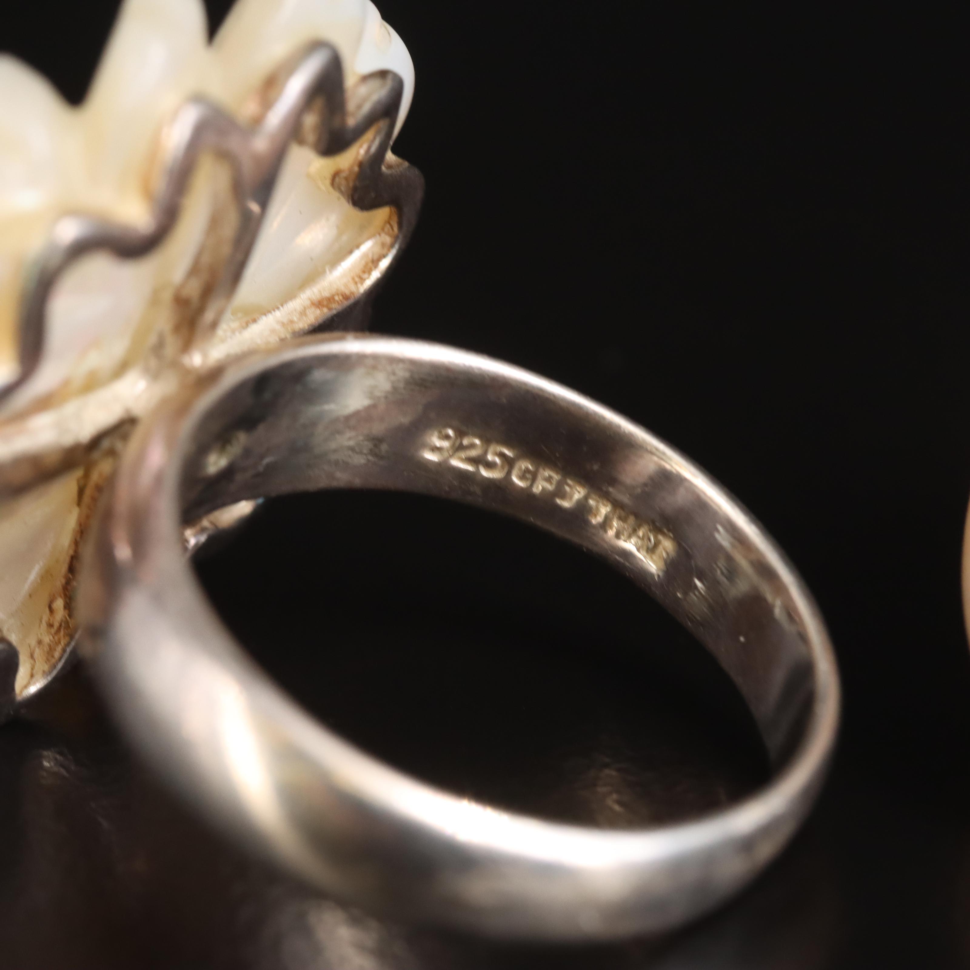 David Segal, Nail Ring and Mother-of-Pearl Featured in Sterling Ring Trio