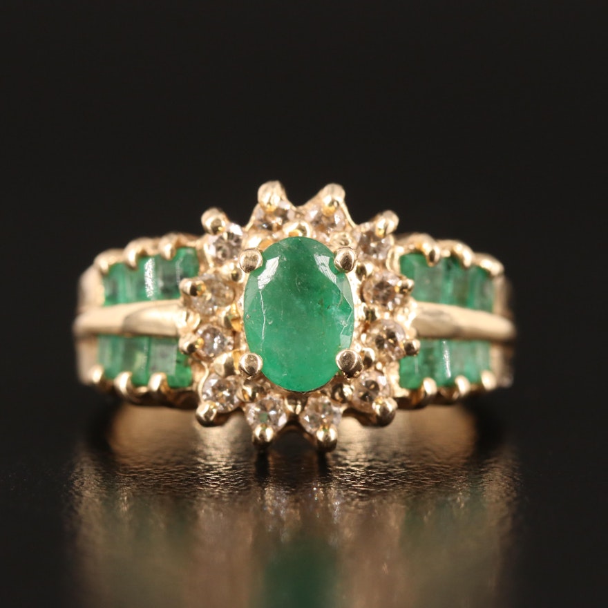 14K Emerald and Diamond Ring