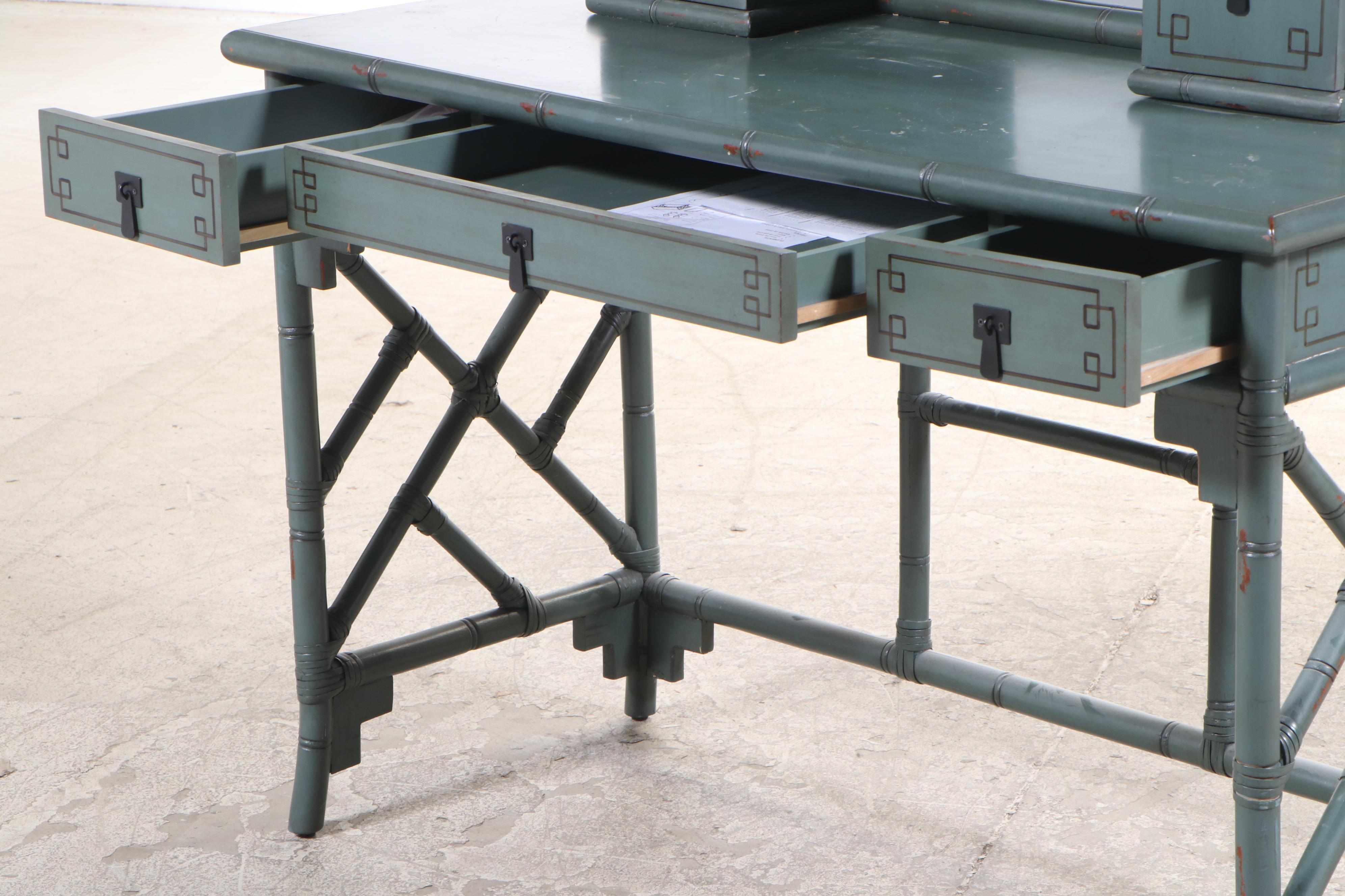 Pier 1 Imports "Ming Chow" Painted Vanity Desk with Mirror