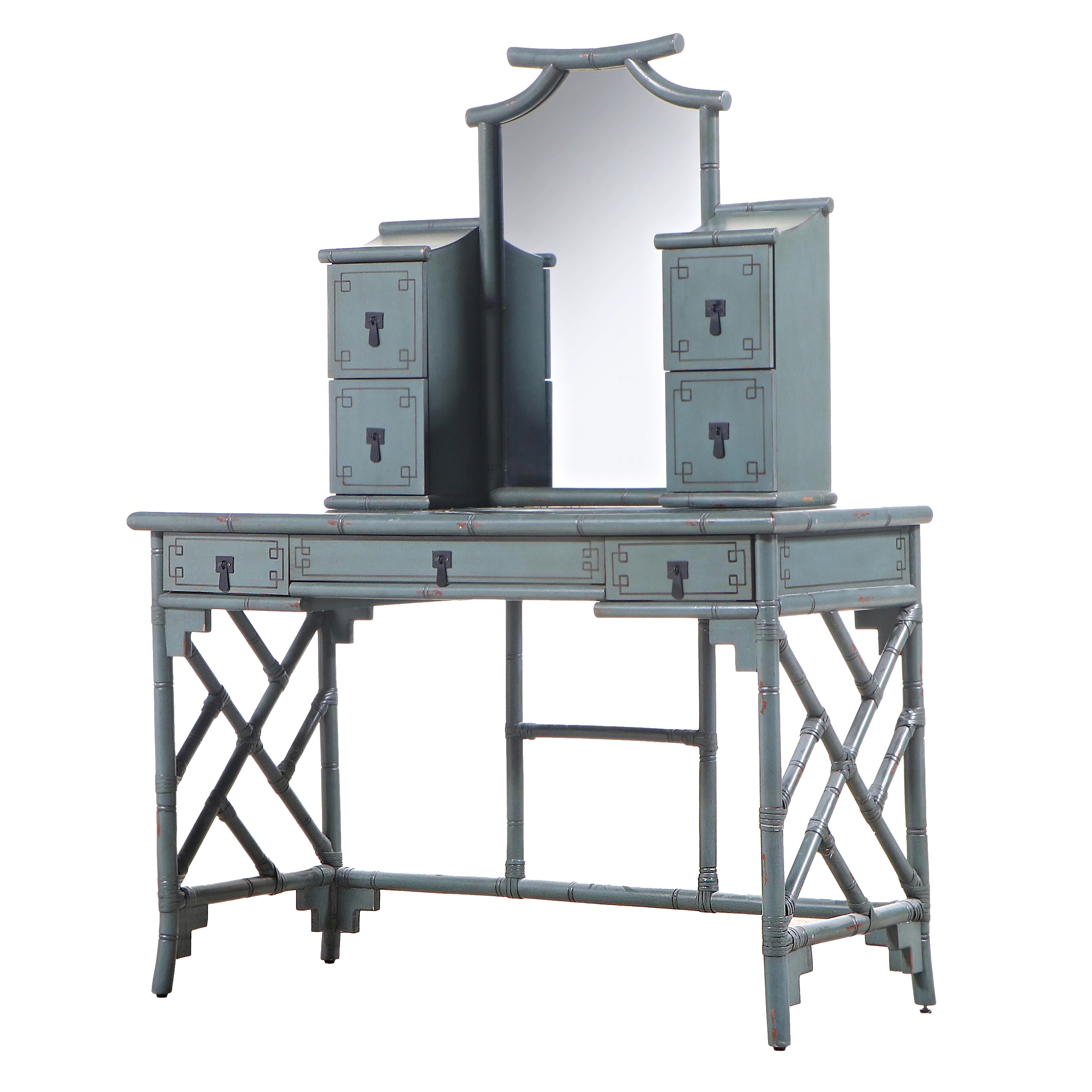 Pier 1 Imports "Ming Chow" Painted Vanity Desk with Mirror