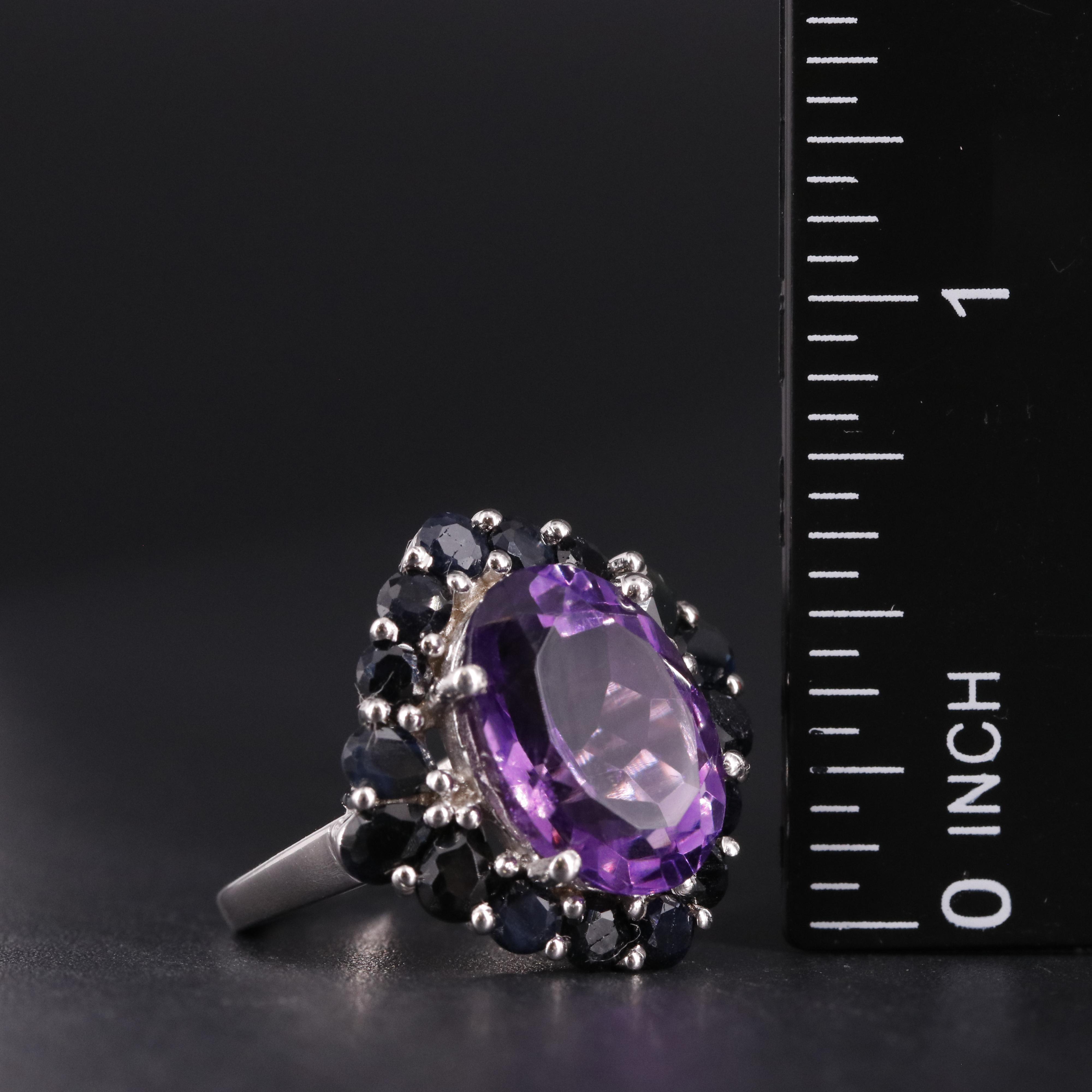 Sterling Amethyst and Sapphire Ring