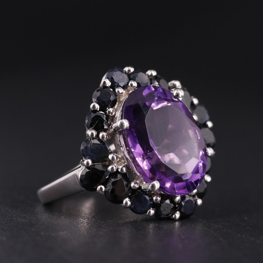 Sterling Amethyst and Sapphire Ring