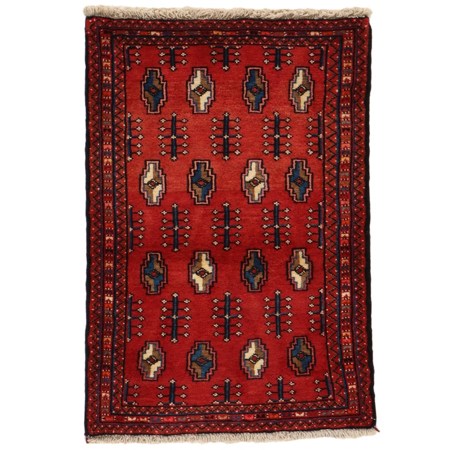 2'3 x 3'3 Hand-Knotted Persian Turkmen Rug, 1980s