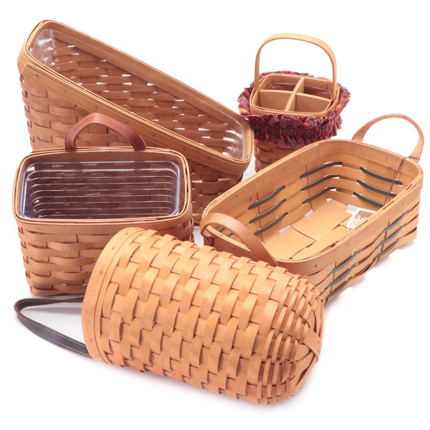 Longaberger and Other Woven Handled Baskets and Catalog Basket