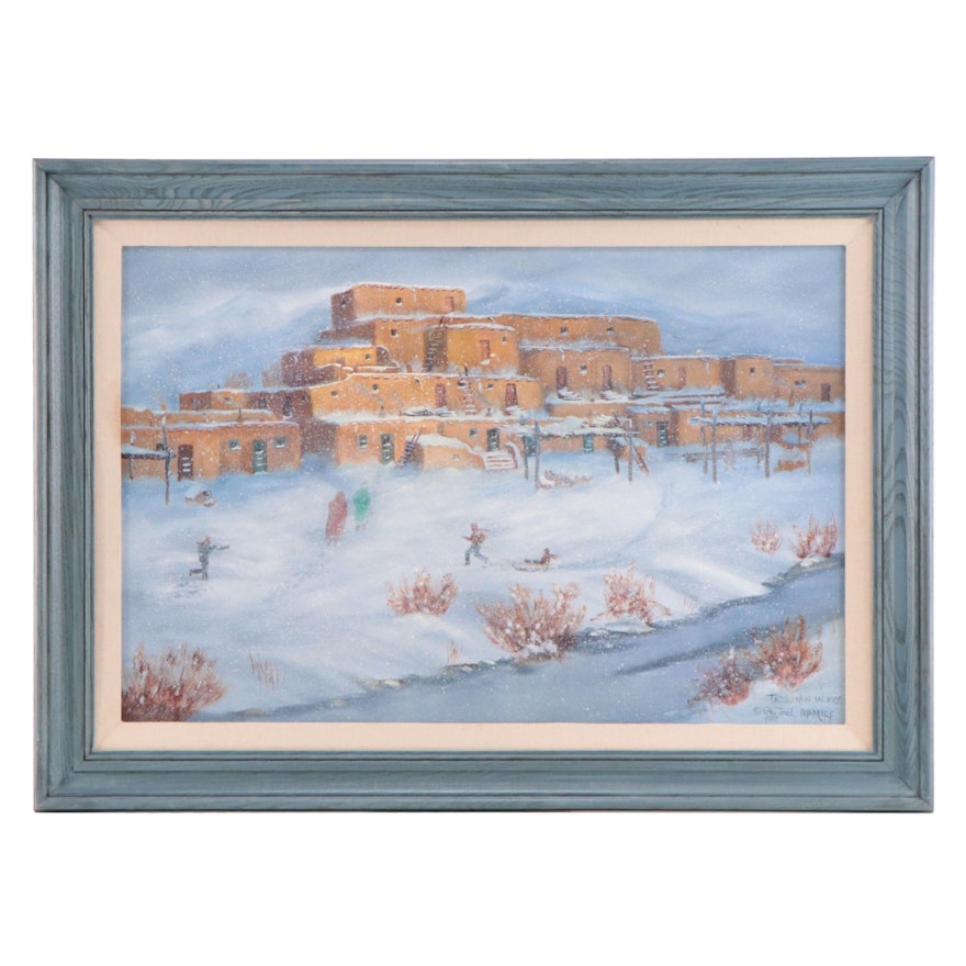 Grethel Manlief Oil Painting "Taos Winter," 1987
