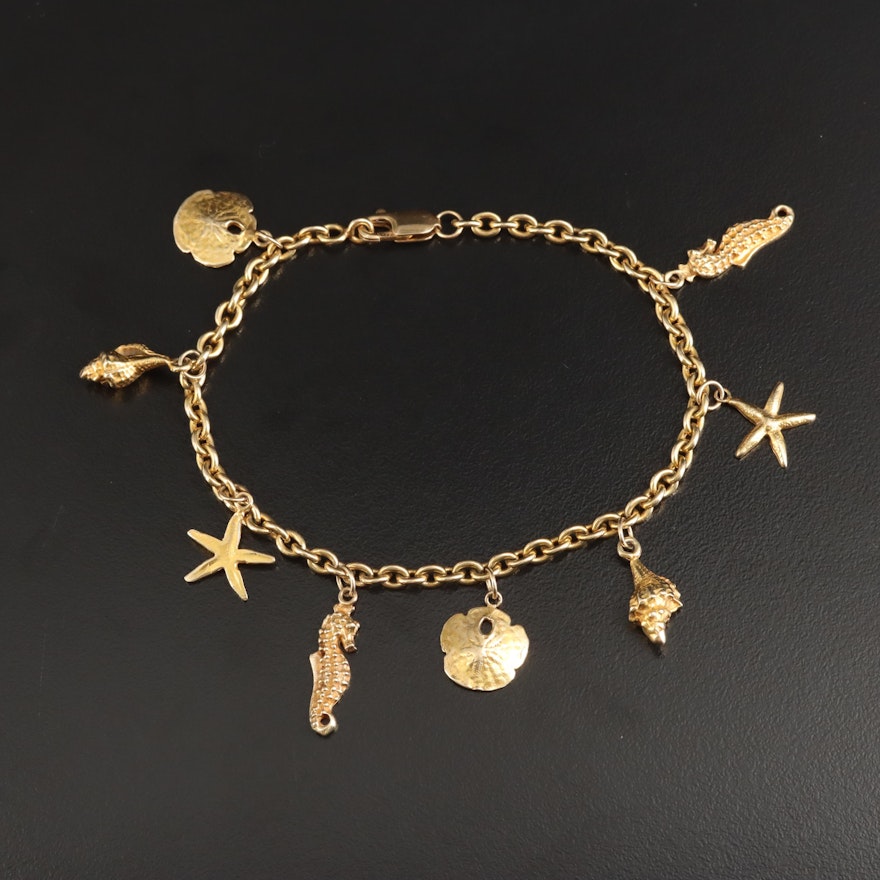 14K Sea Life Charm Bracelet