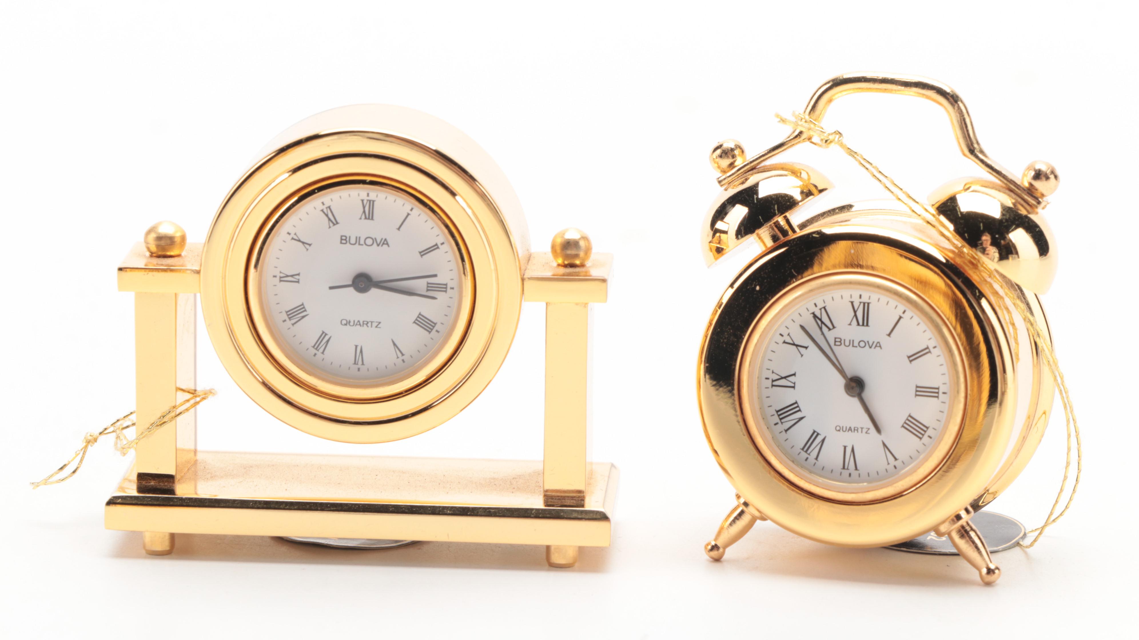Bulova "Lancelot" and Other Miniature Bulova Brass Clocks