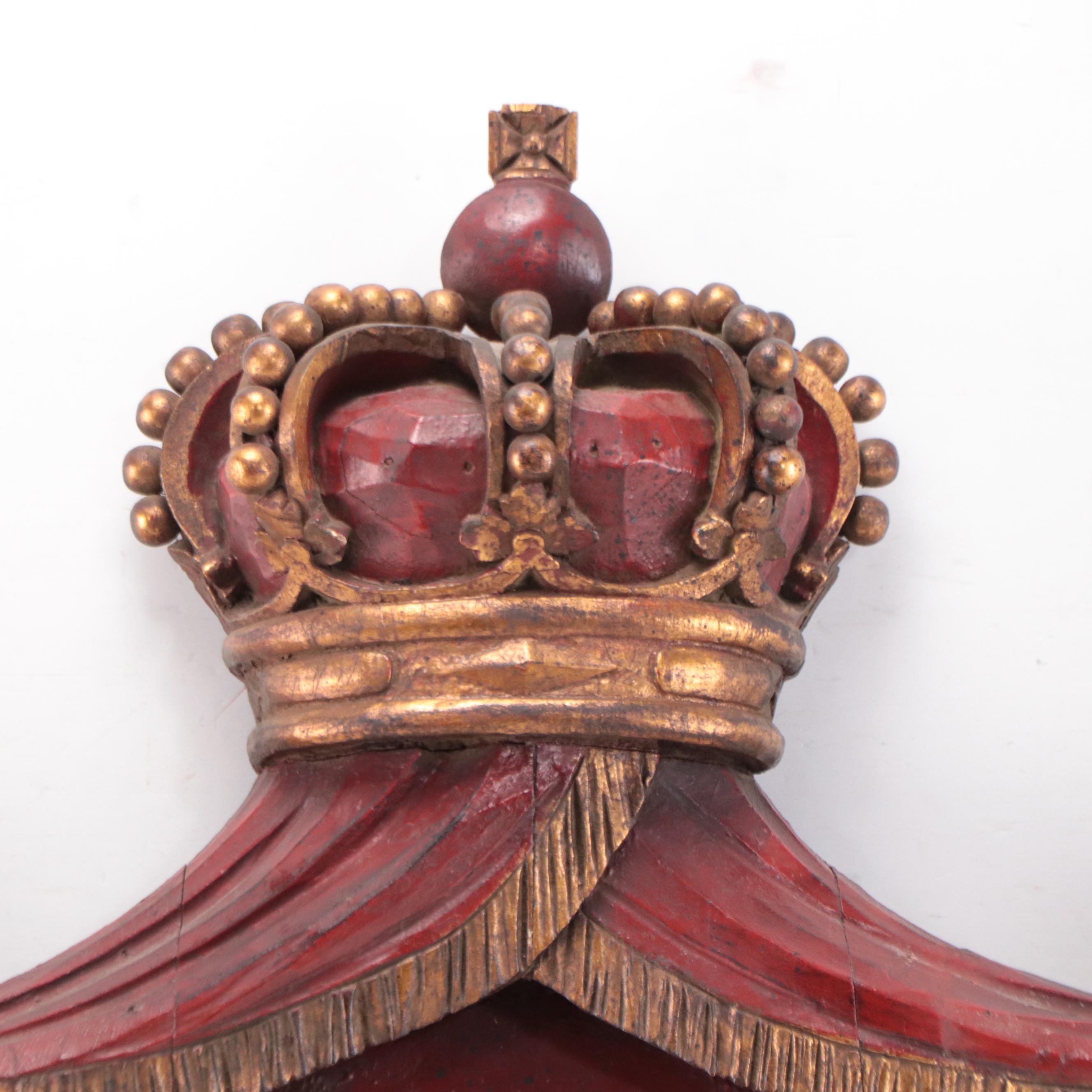 Romanian Coat of Arms Carved Wooden Crest