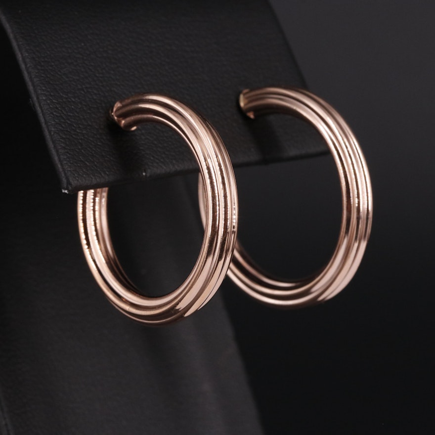 14K Latch Back Hoop Earrings