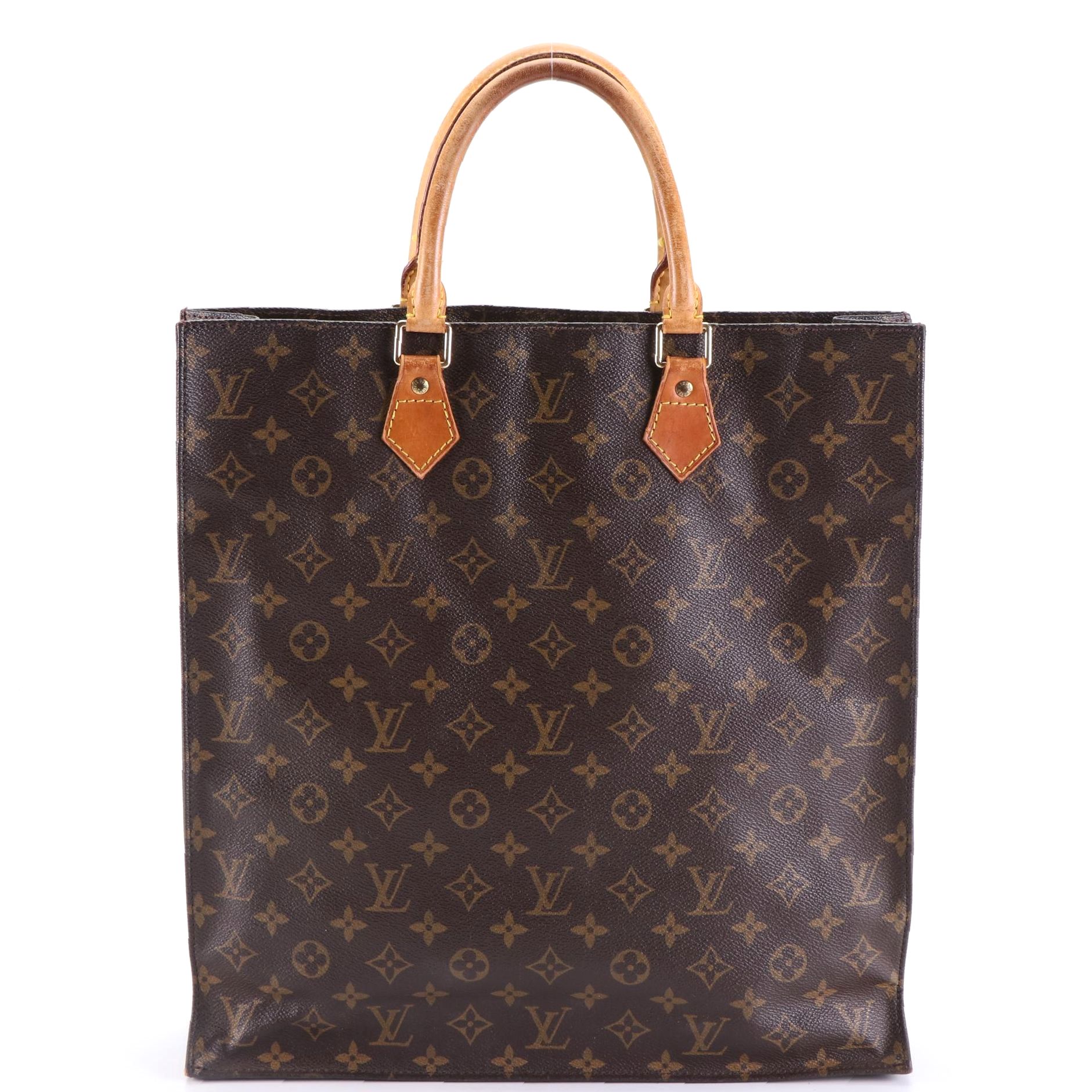 Louis Vuitton Sac Plat in Monogram Canvas and Vachetta Leather