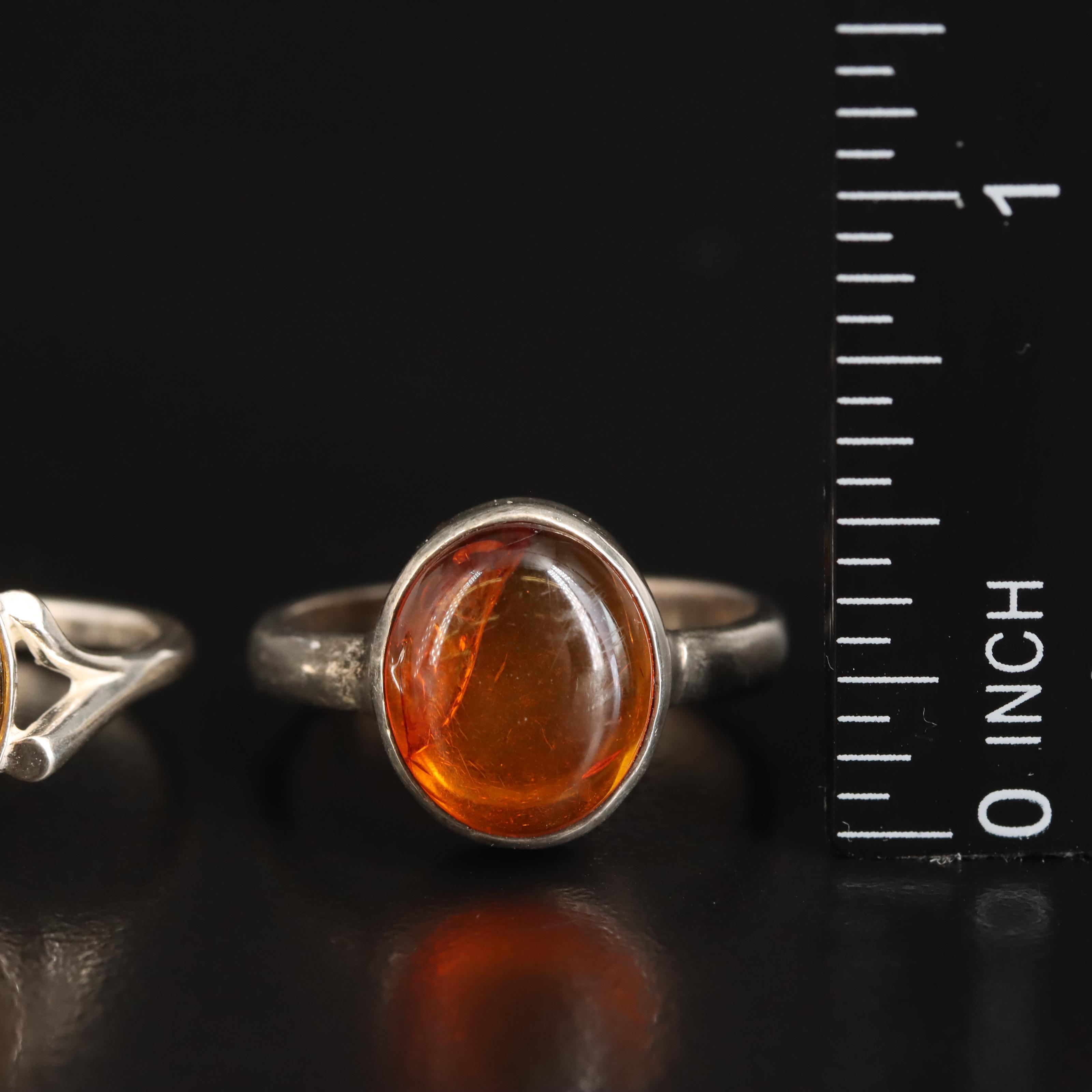 Sterling Amber Ring Selection