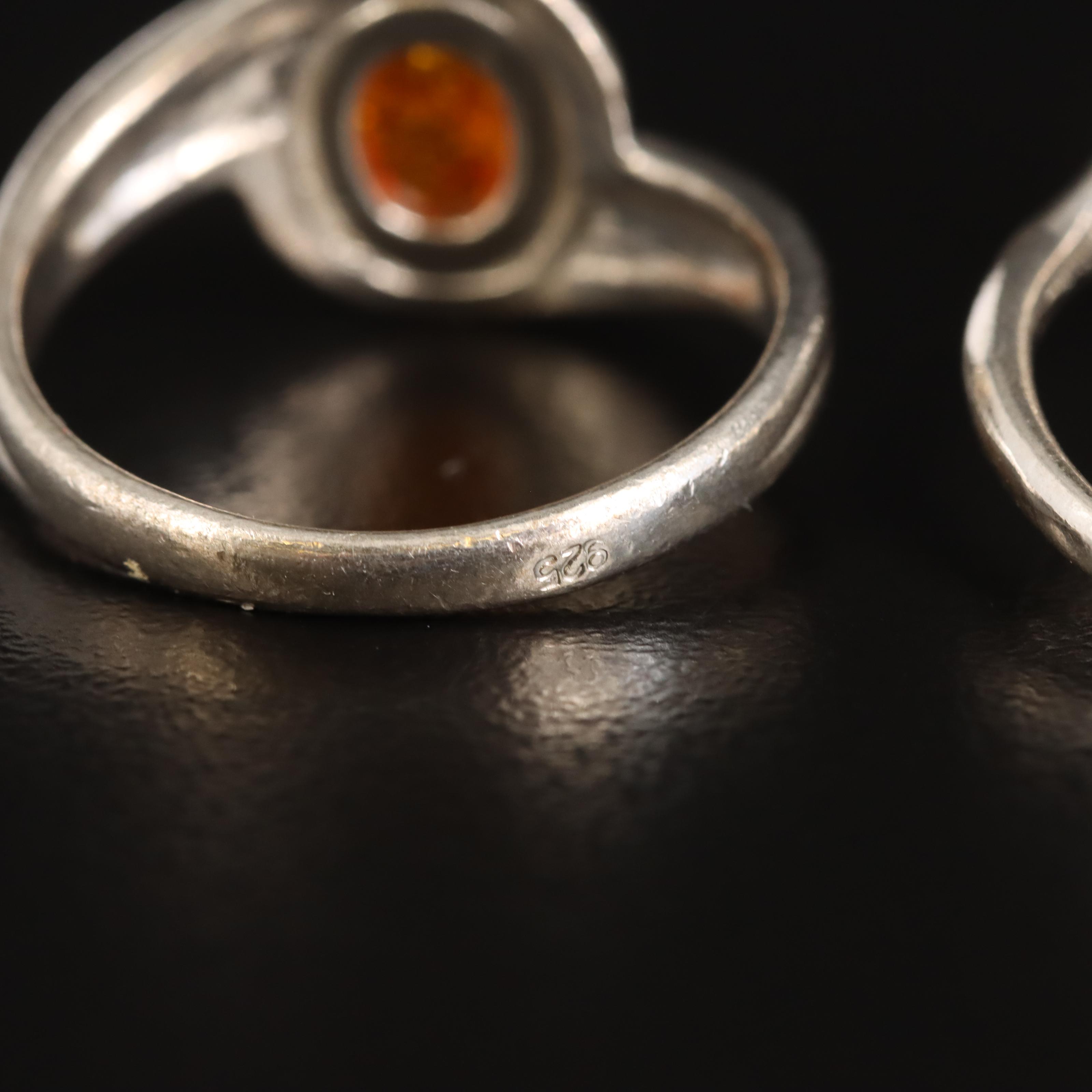 Sterling Amber Ring Selection