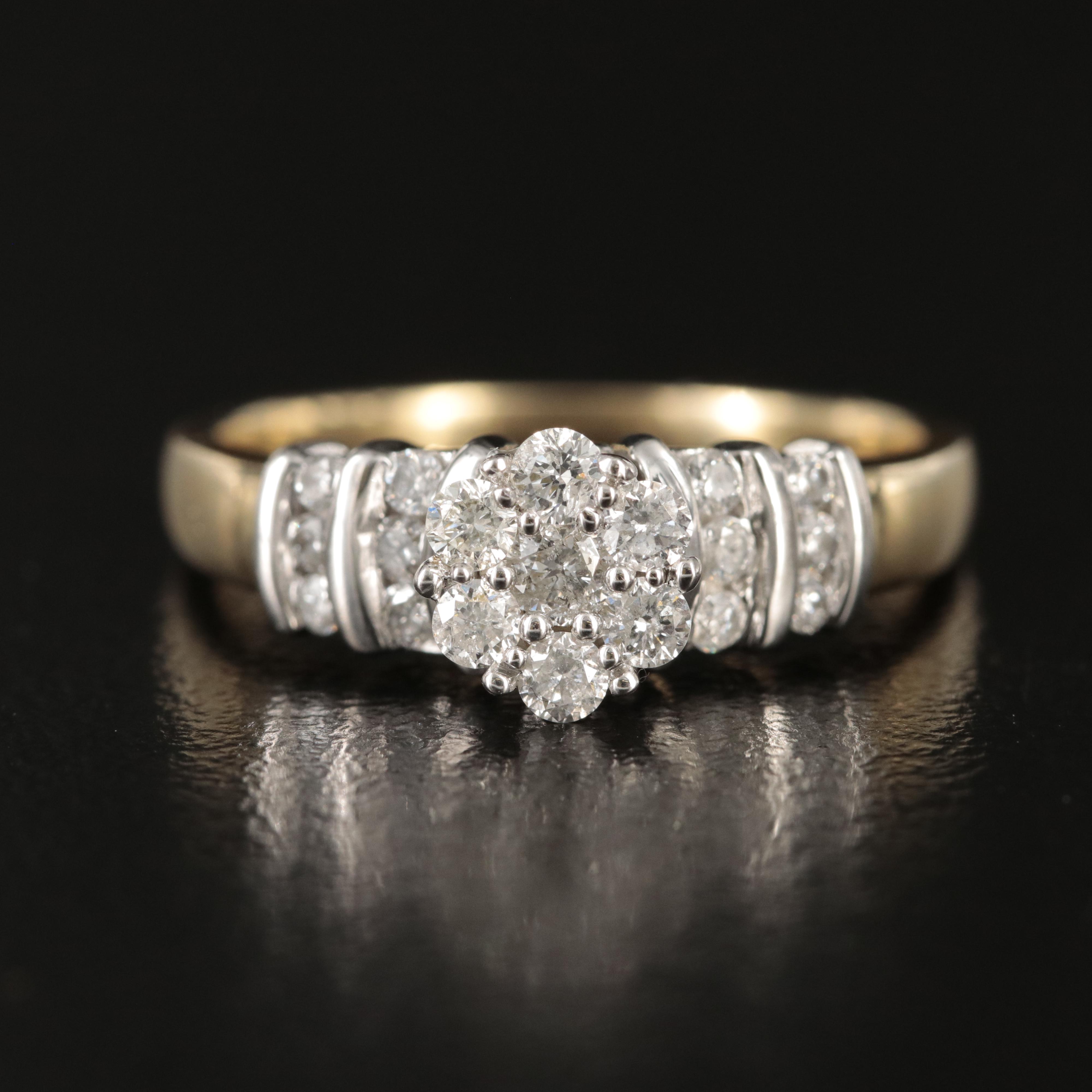 10K 0.50 CTW Diamond Cluster Ring