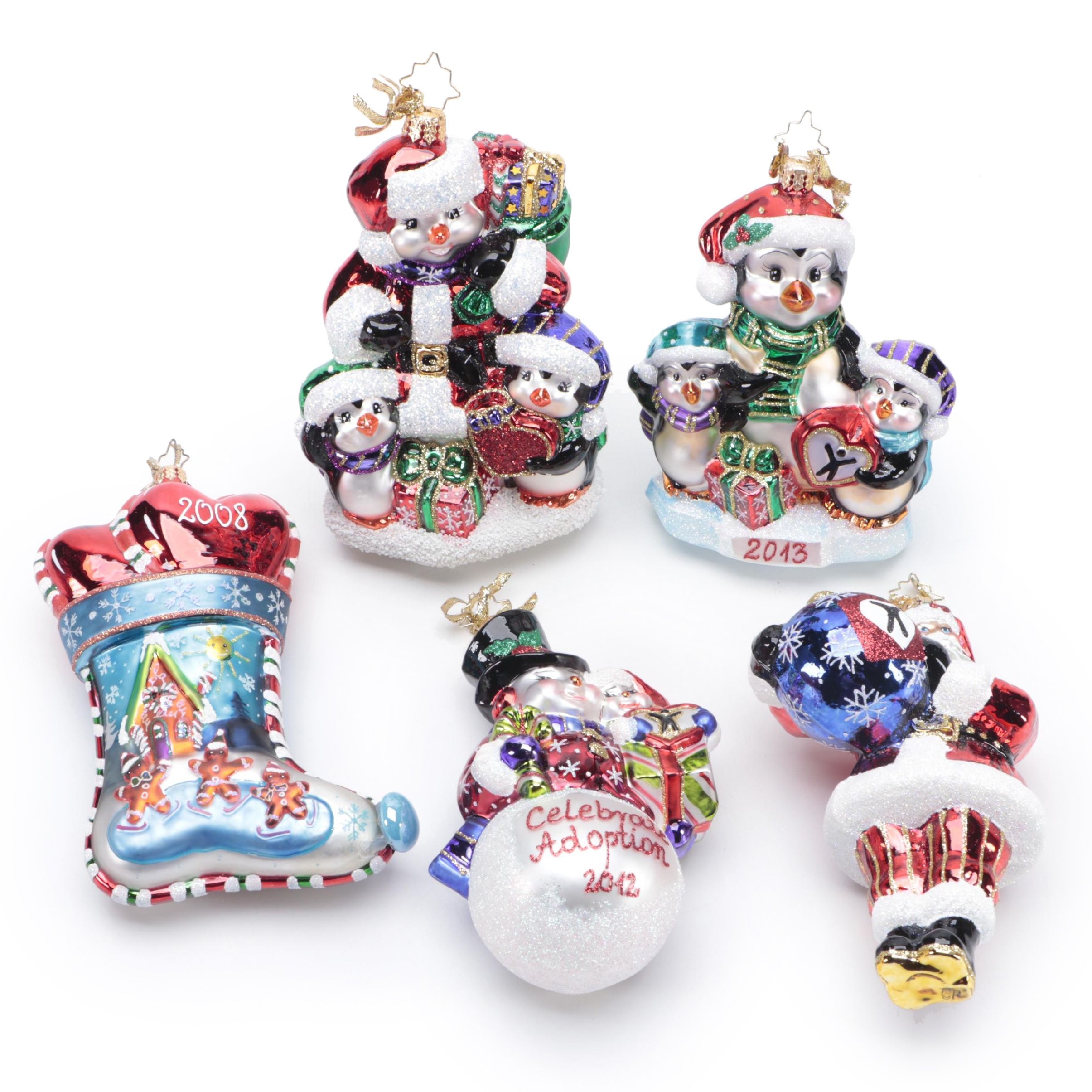 Christopher Radko "Celebrate Adoption" and More Glass Christmas Ornaments