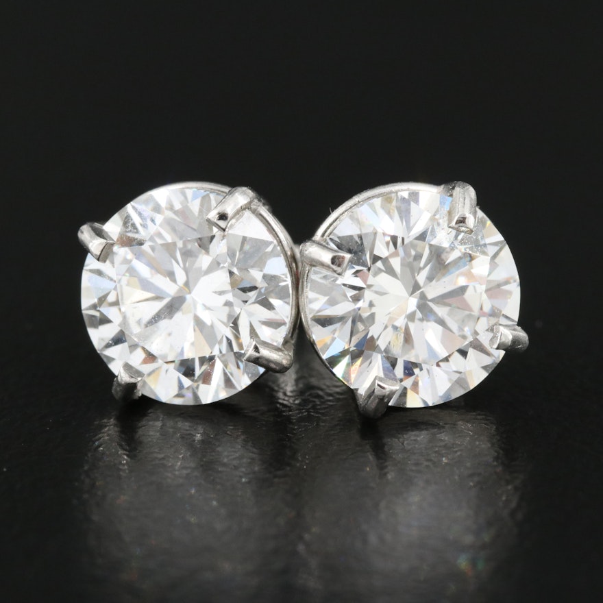 Platinum 5.22 Lab Grown Diamond Solitaire Stud Earrings with IGI Reports