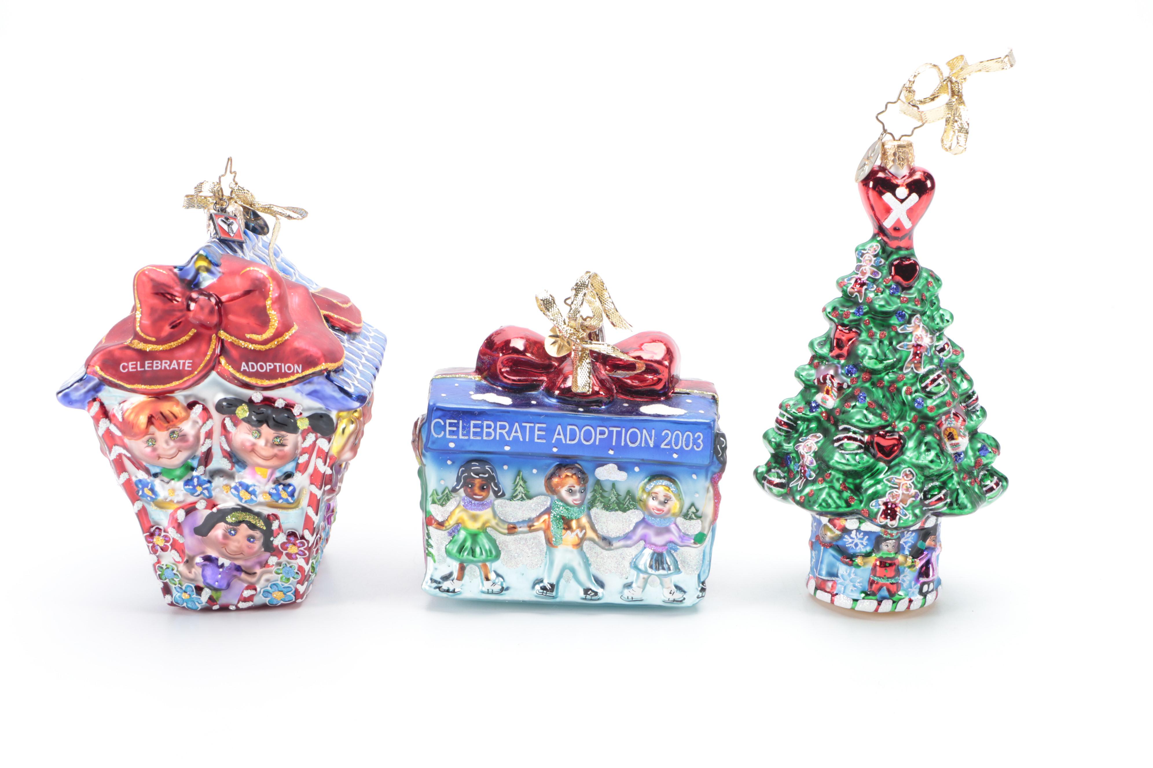 Christopher Radko "Celebrate Adoption" Annual Ornaments with Ornament Tree