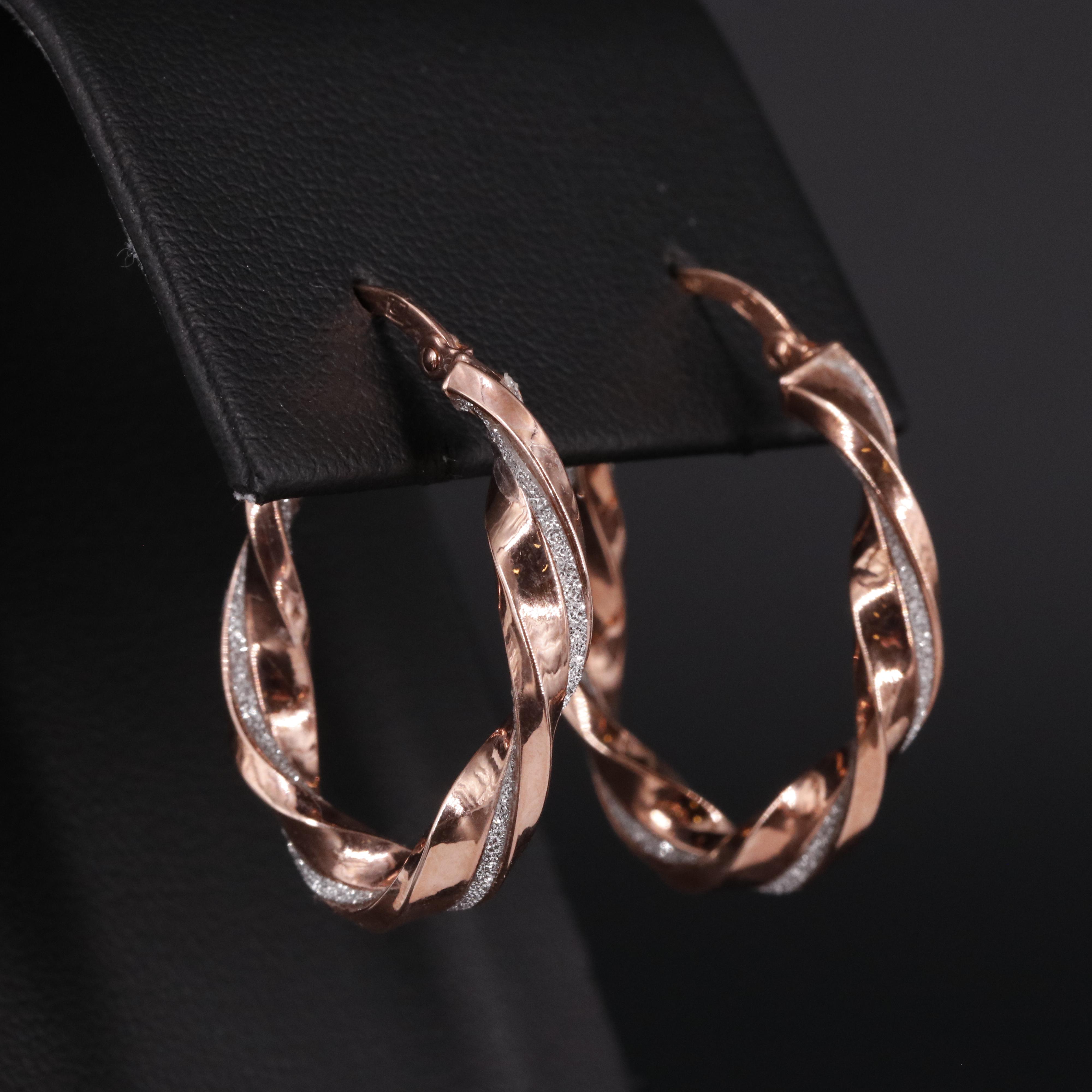 14K Two-Tone Twisted Hoop Earring